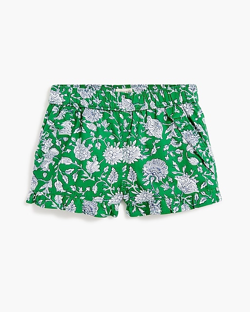 Girls' floral ruffle pull-on short