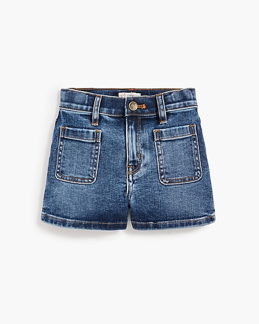  Girls' denim patch-pocket short