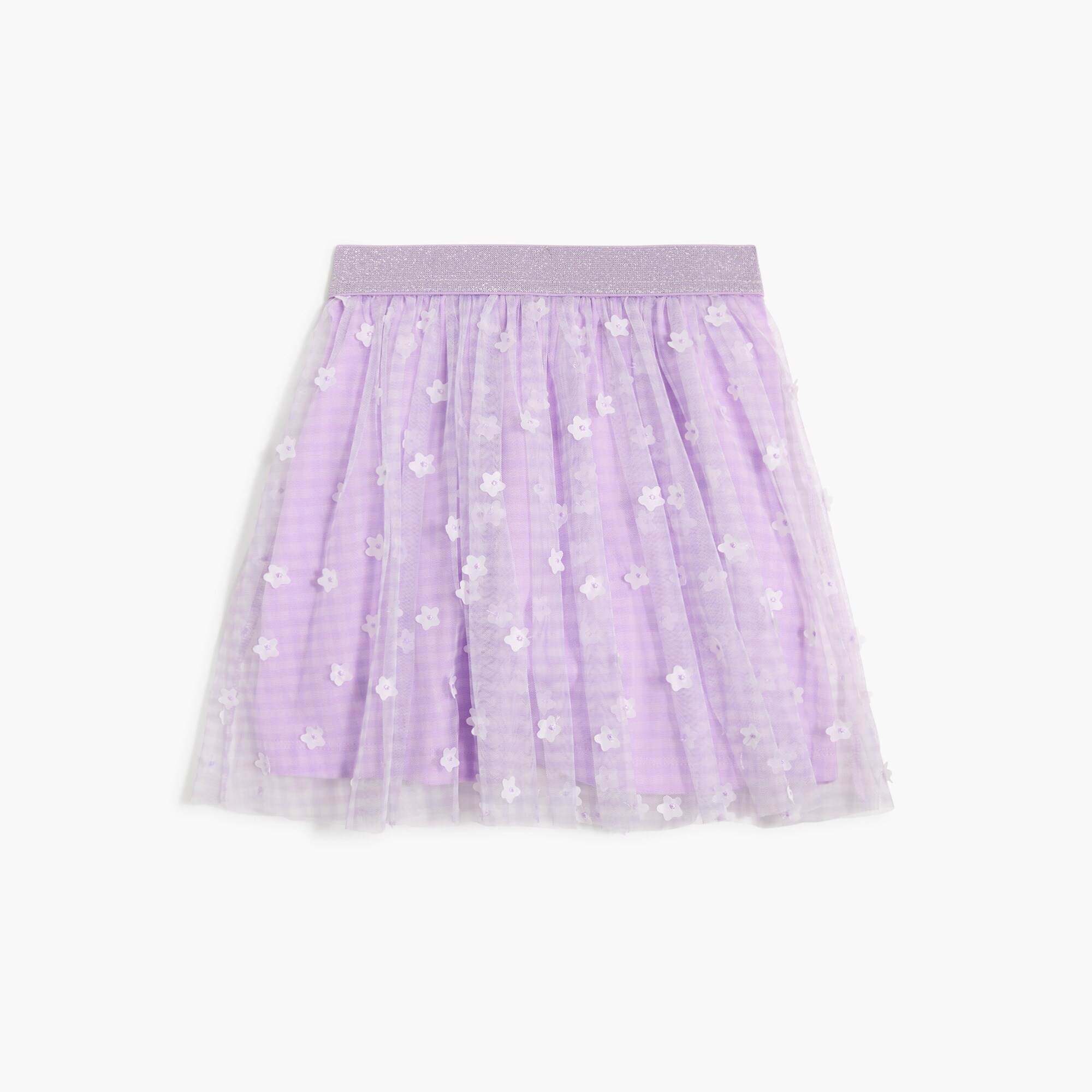  Girls' gingham floral skirt