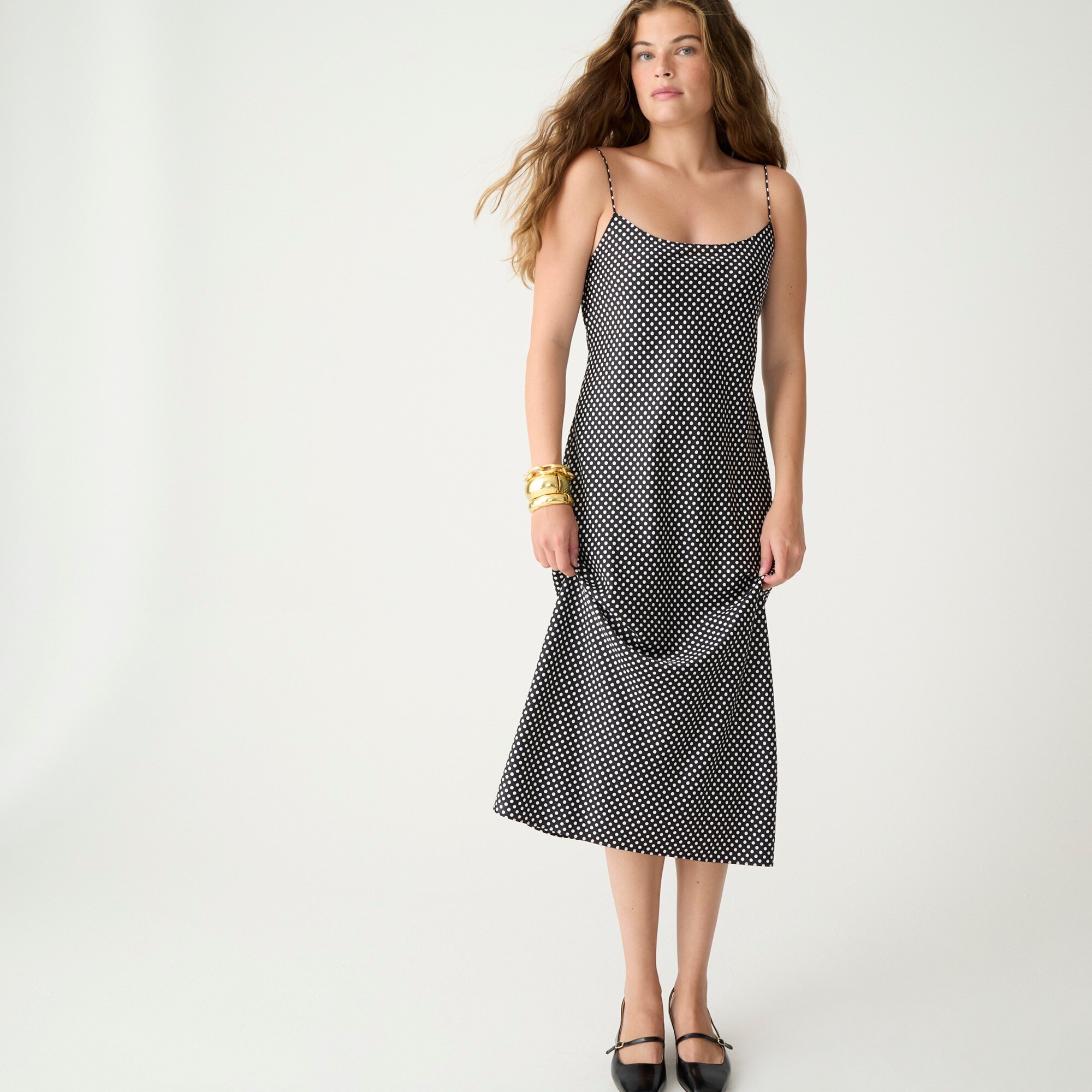 J.Crew Luster Charmeuse Slip Dress In Tiny Dot Print For Women