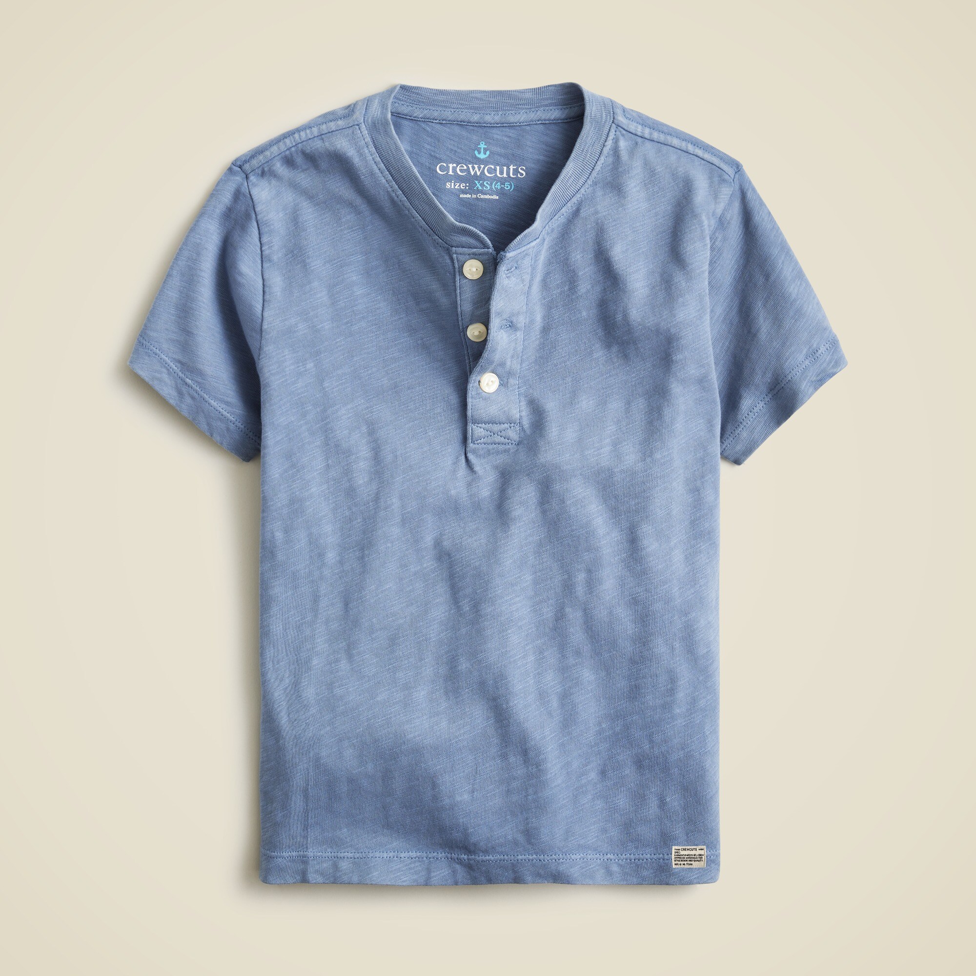  Kids' short-sleeve garment-dyed henley