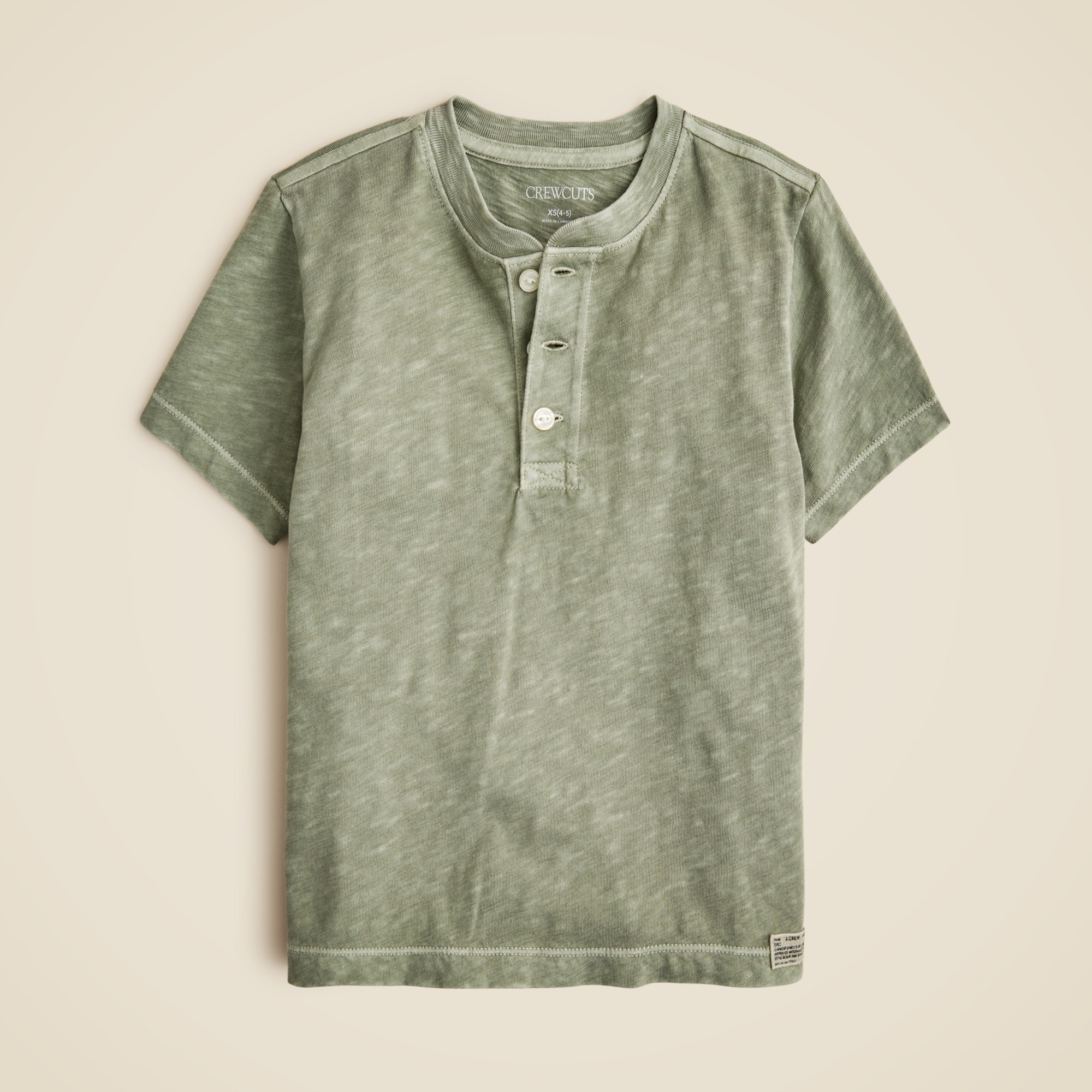  Kids' short-sleeve garment-dyed henley
