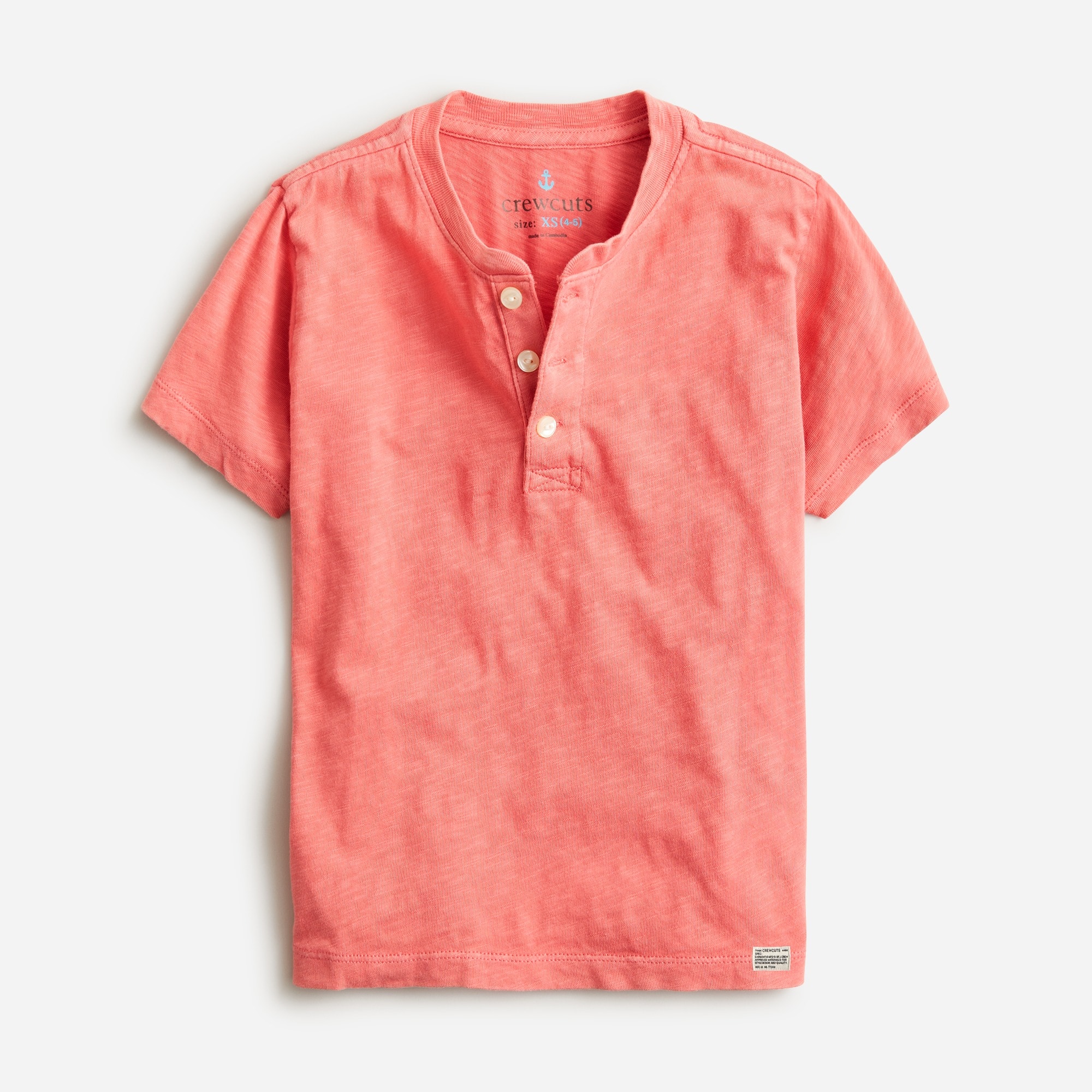  Kids' short-sleeve garment-dyed henley