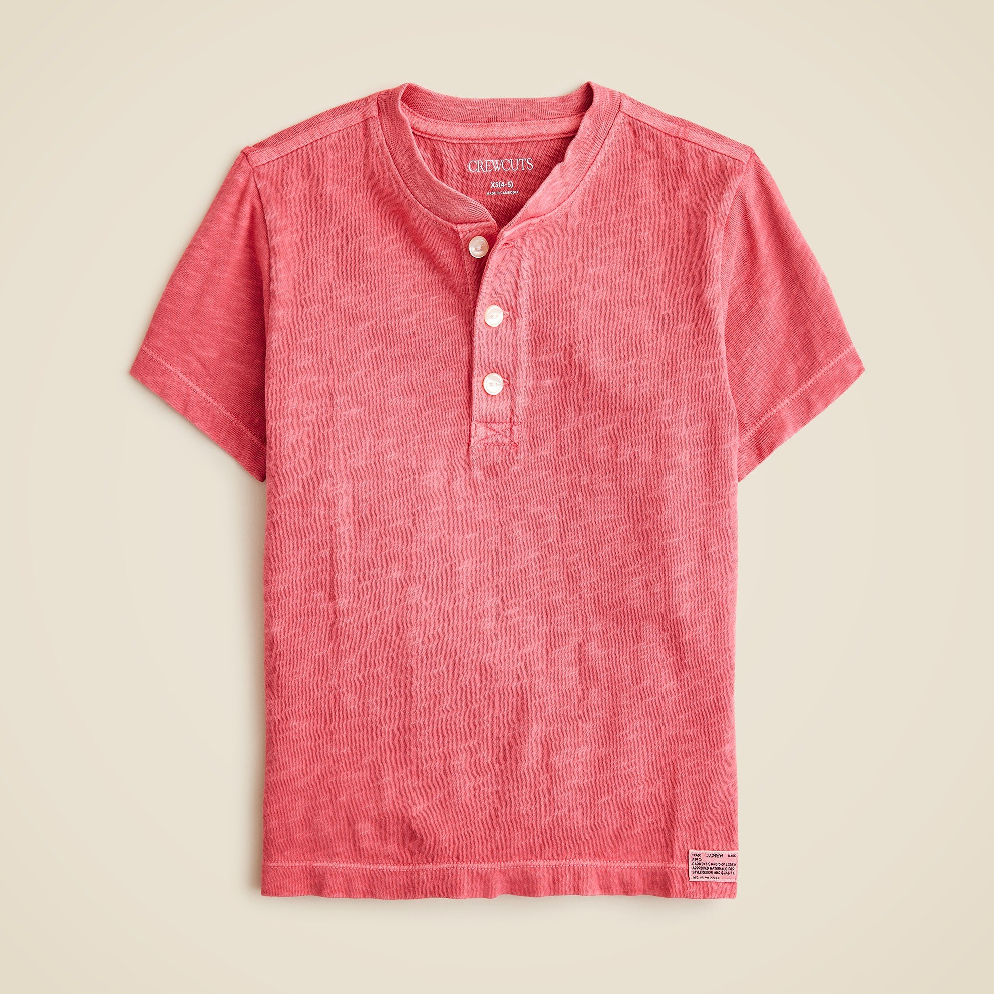 Kids' short-sleeve garment-dyed henley