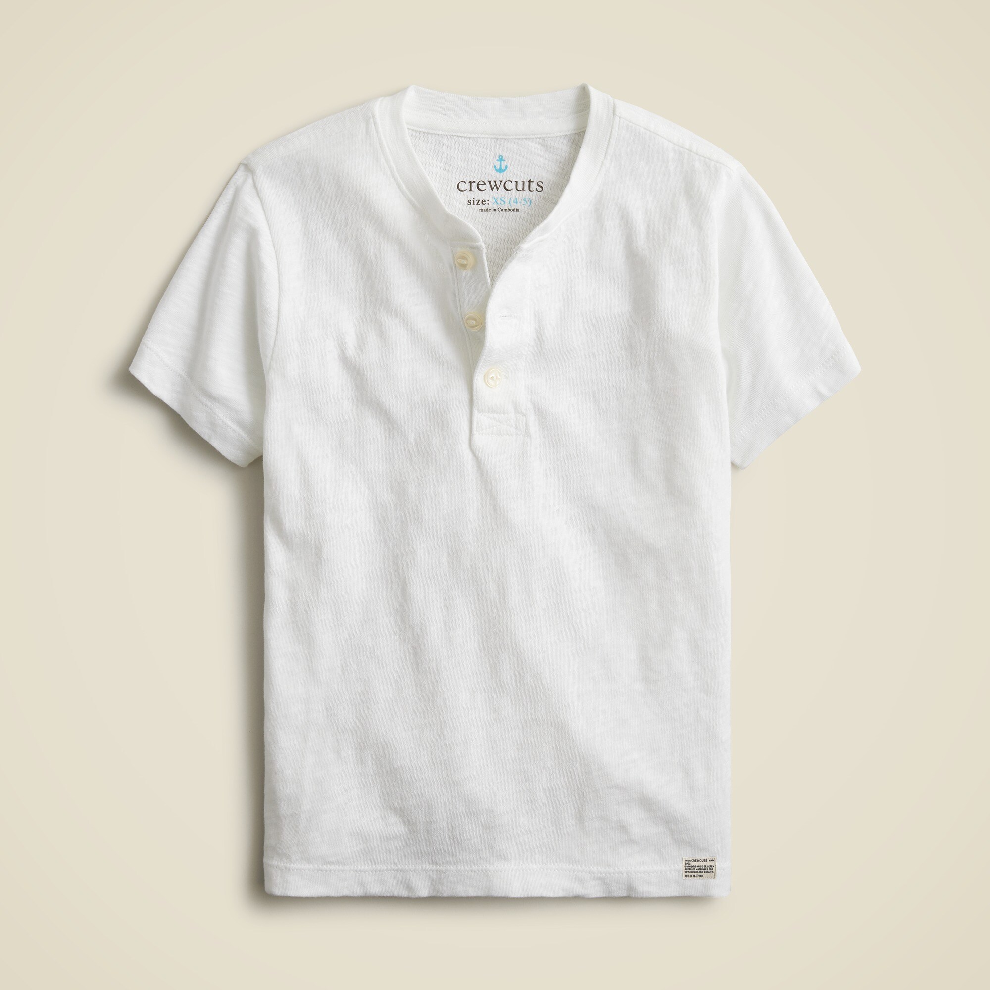  Kids' short-sleeve garment-dyed henley