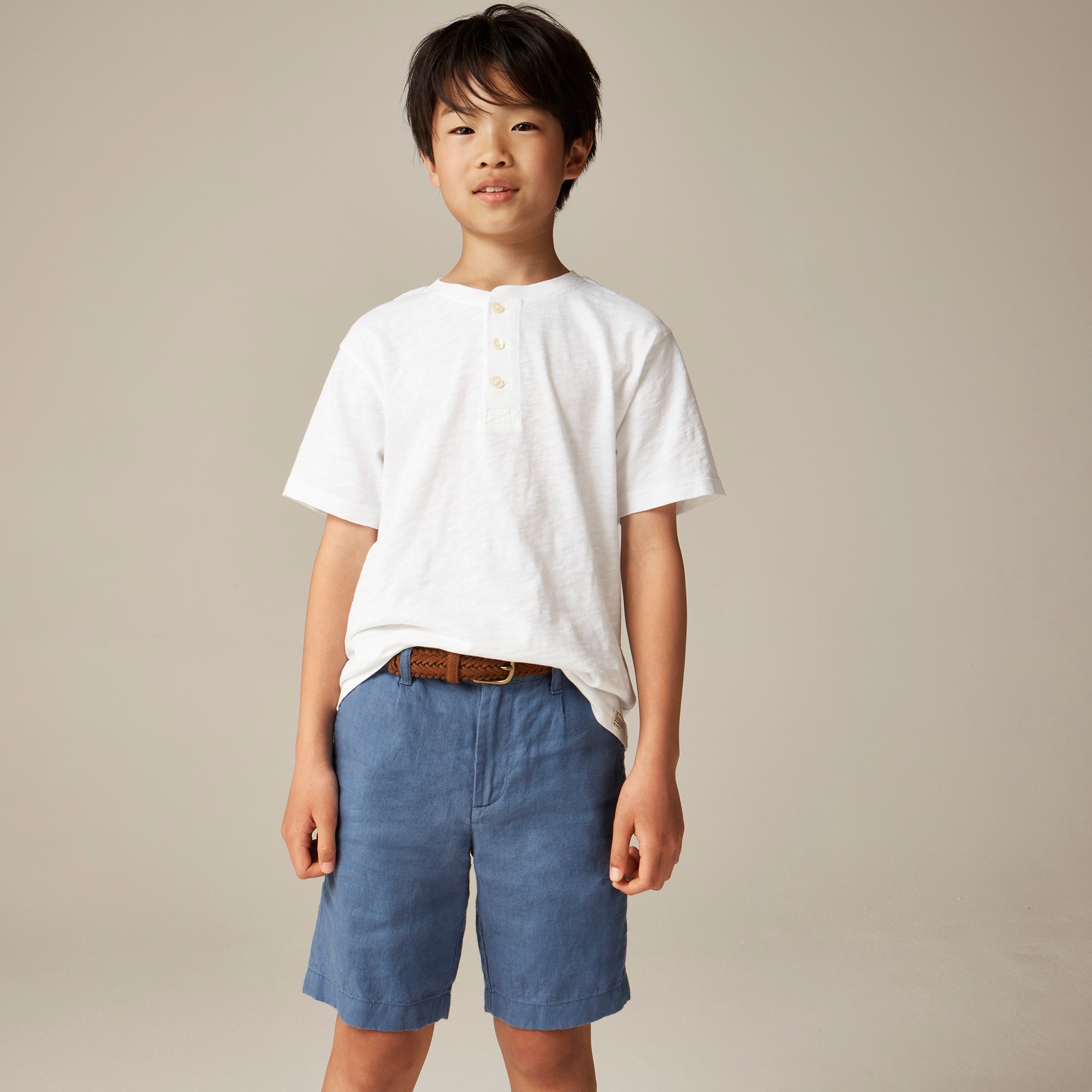 Kids' short-sleeve garment-dyed henley