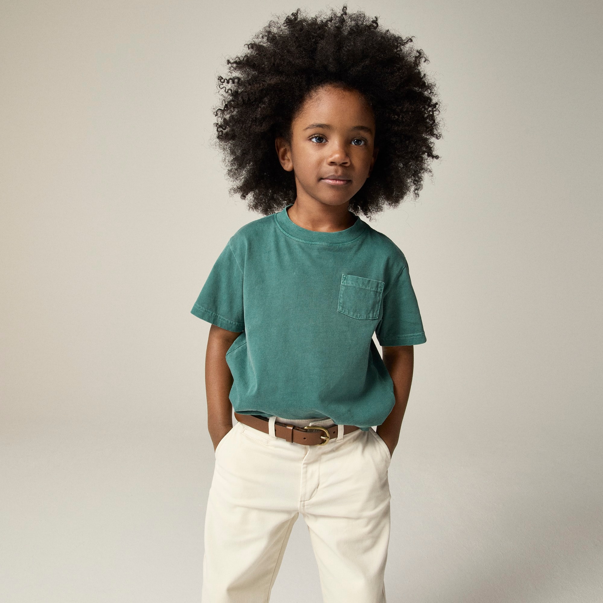  Kids' new garment-dyed pocket T-shirt