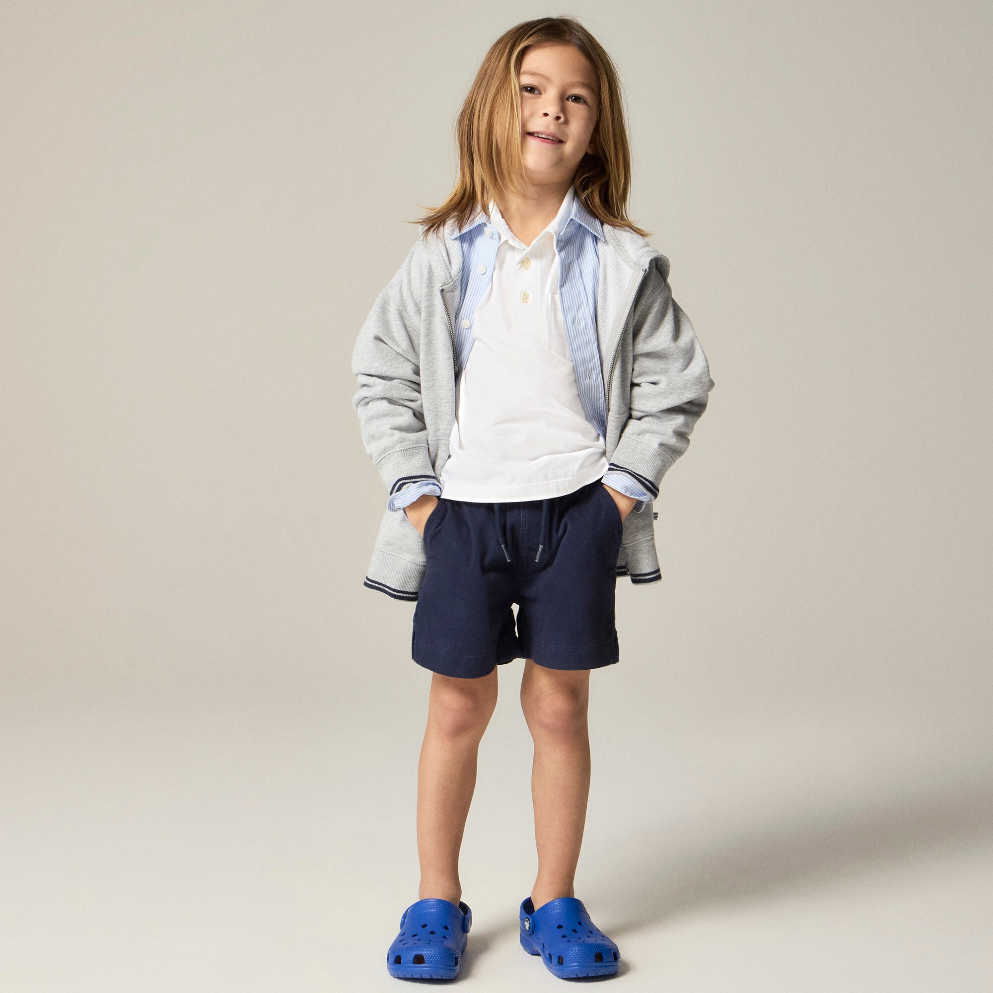 Kids' new short-sleeve garment-dyed polo shirt