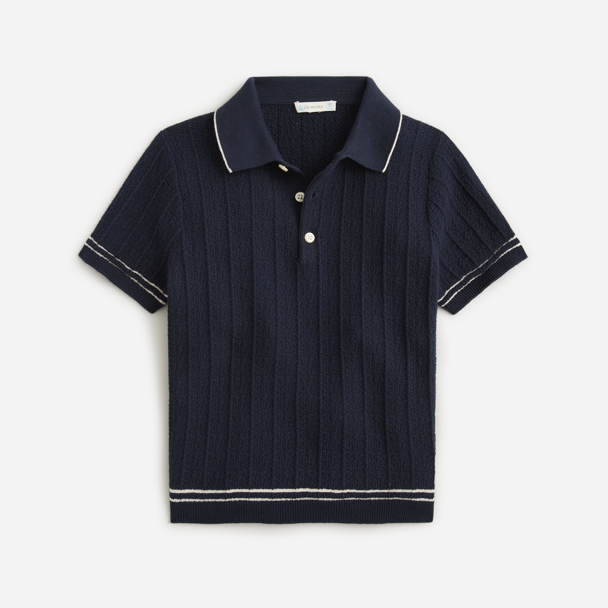  Boys' texture-stitch cotton-tipped sweater polo