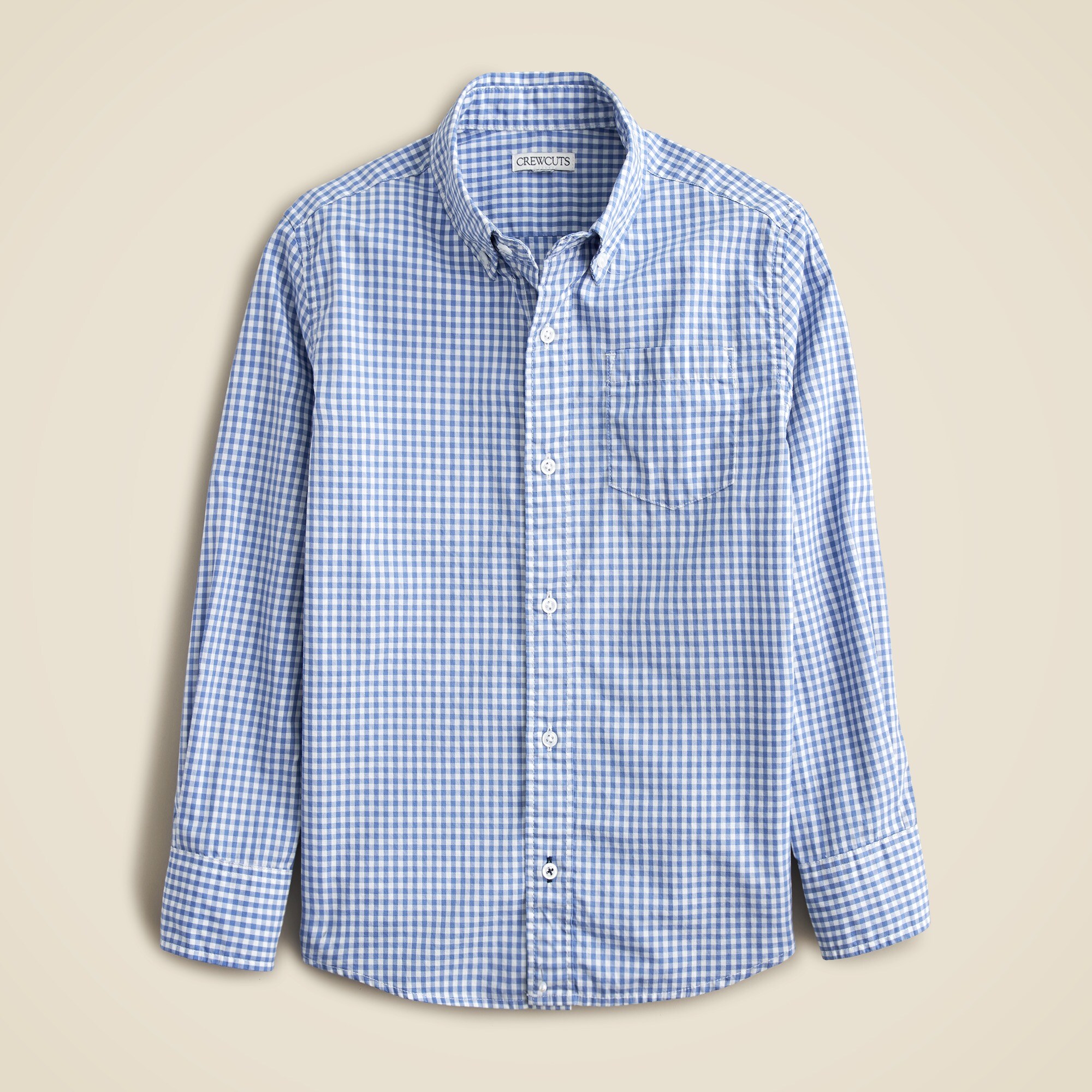 Boys' Washed Button-down Poplin Shirt In Gingham For Boys