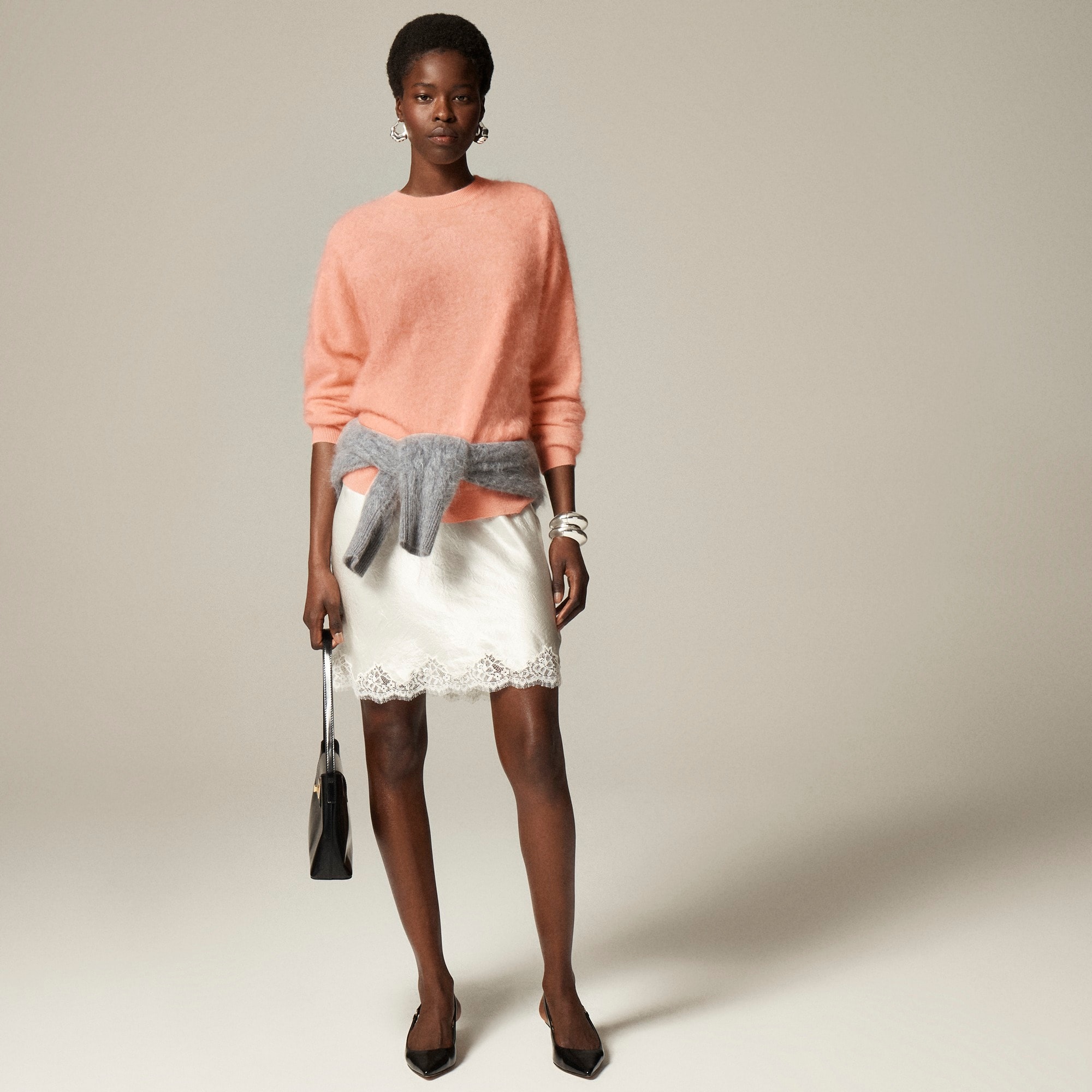 womens Brushed cashmere relaxed crewneck sweater