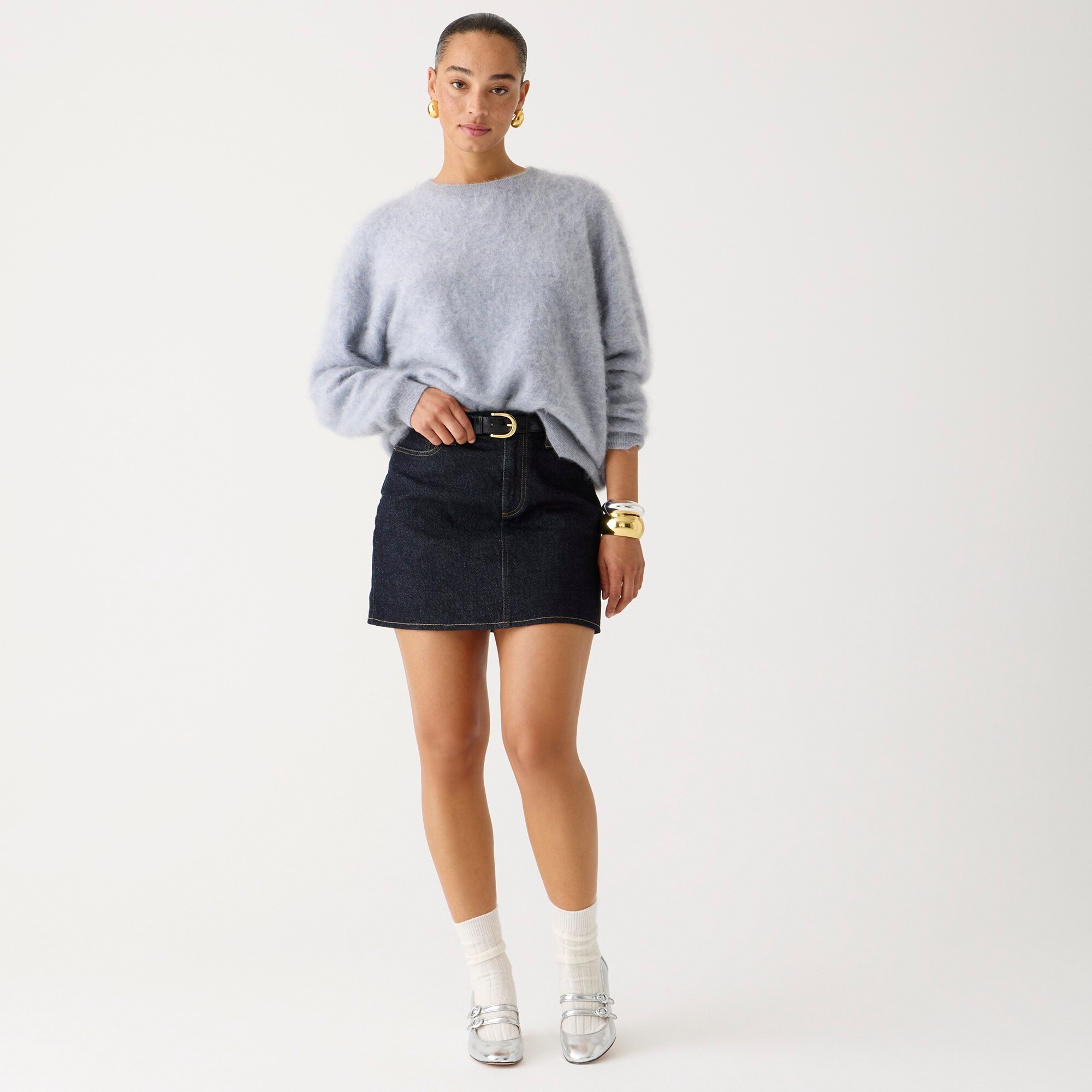  Brushed cashmere relaxed crewneck sweater
