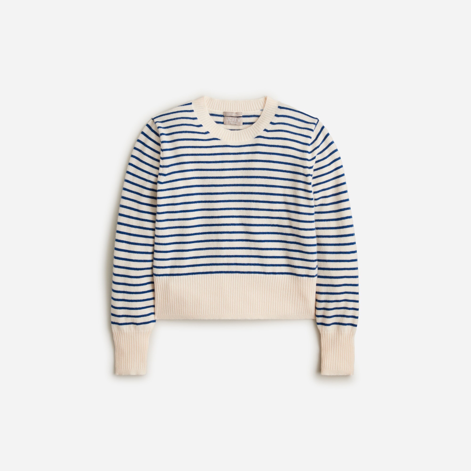 J.Crew Shrunken Cashmere Crewneck Sweater In Stripe For Women