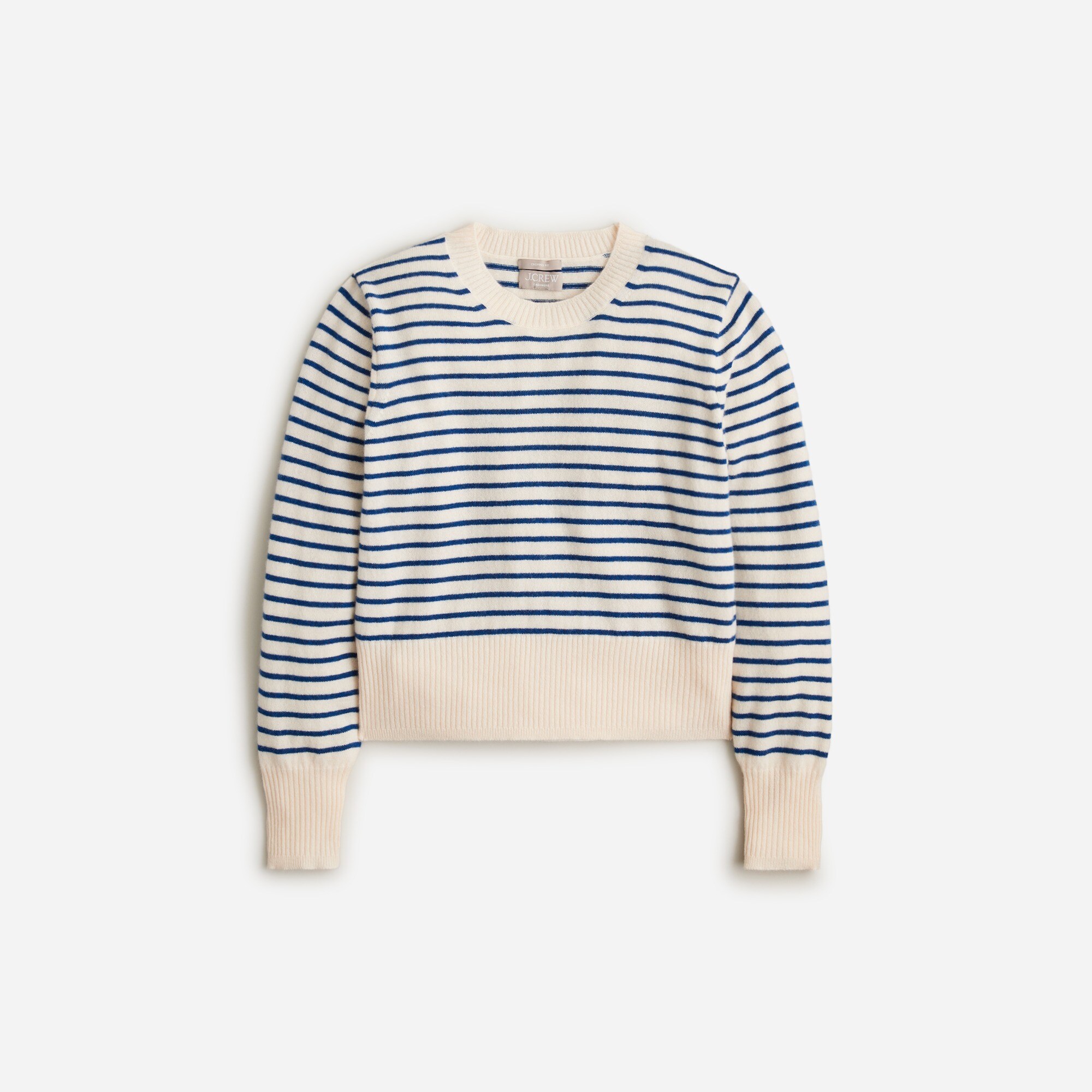 womens Shrunken cashmere crewneck sweater in stripe