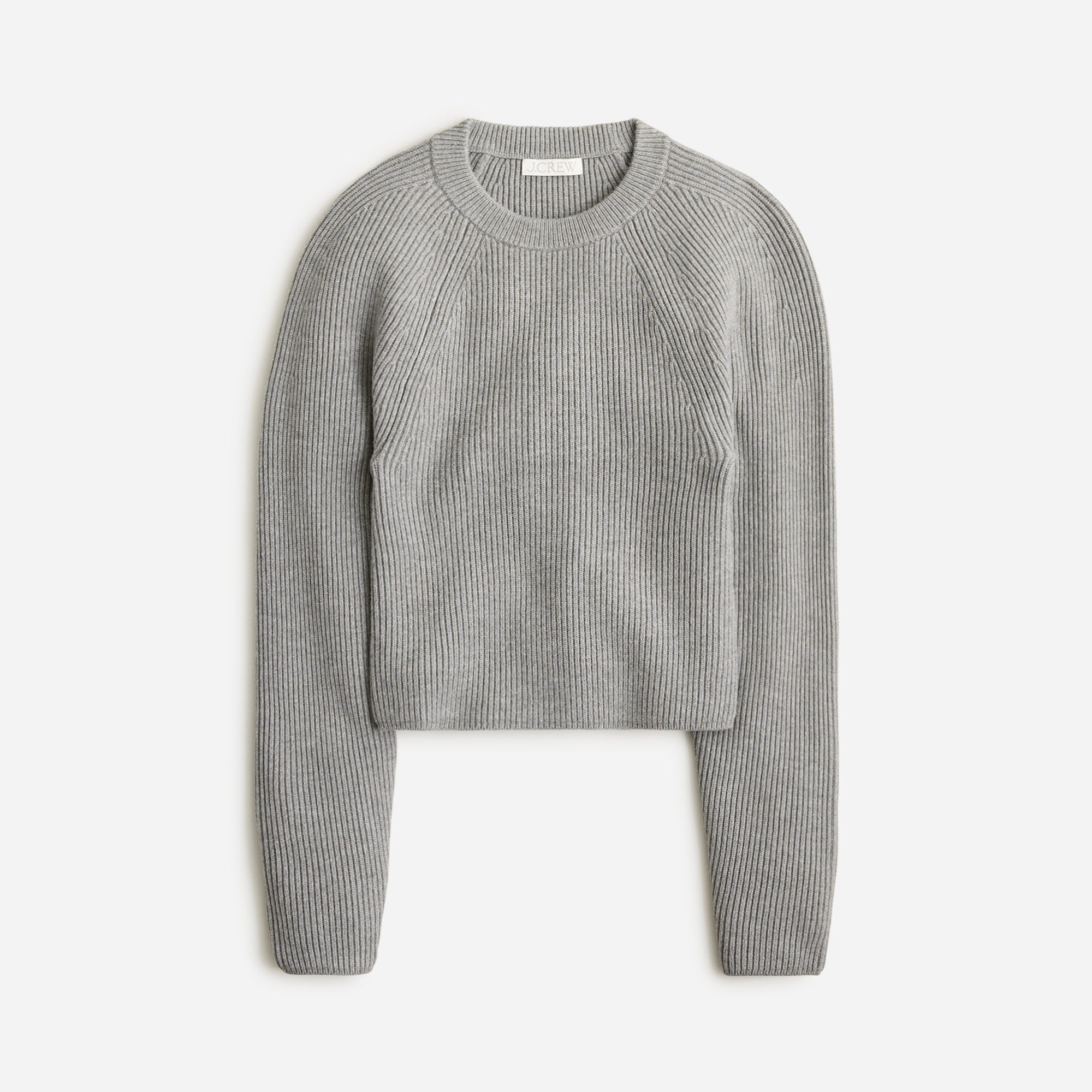 Raglan fitted-waist crewneck sweater