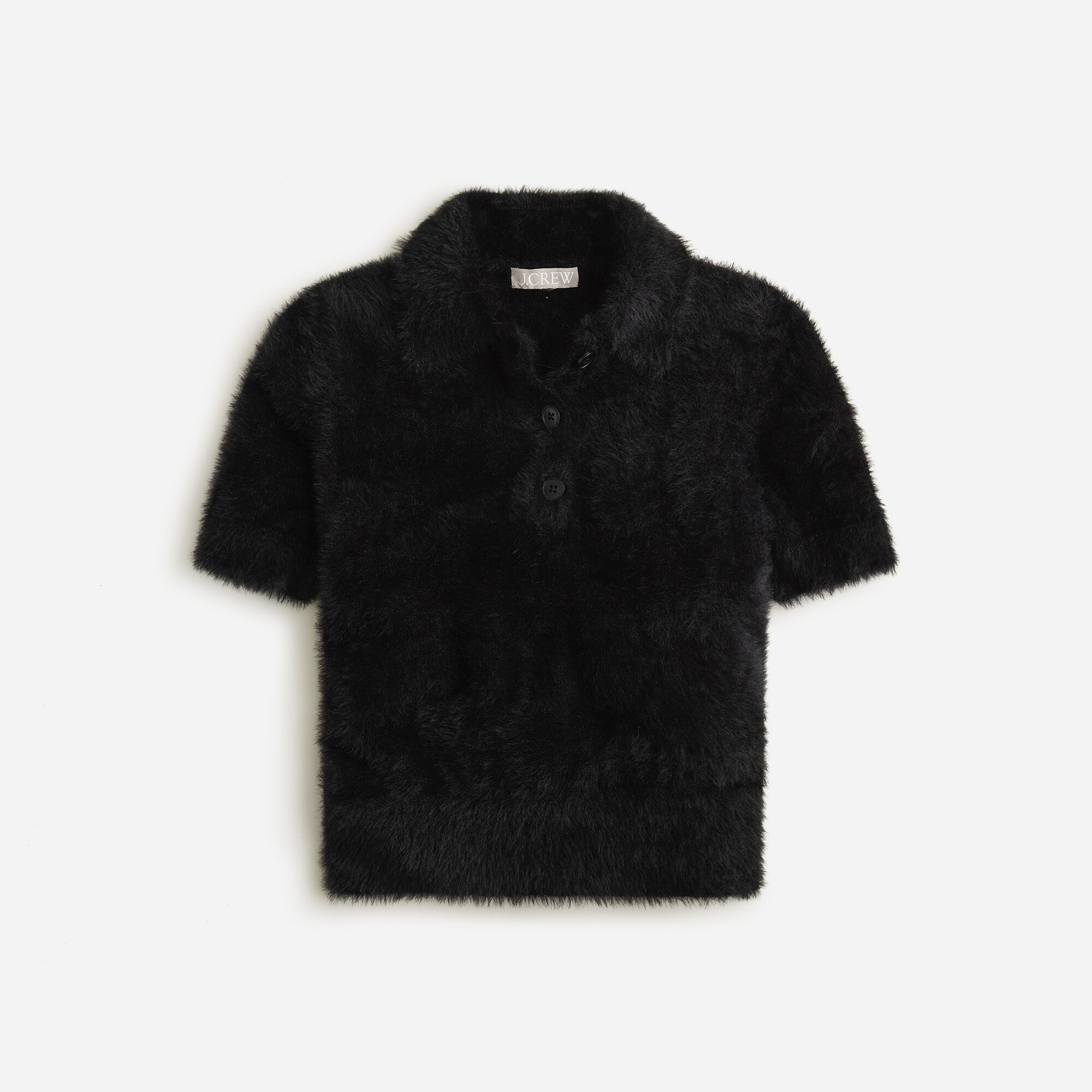 Short-sleeve sweater-polo in brushed yarn