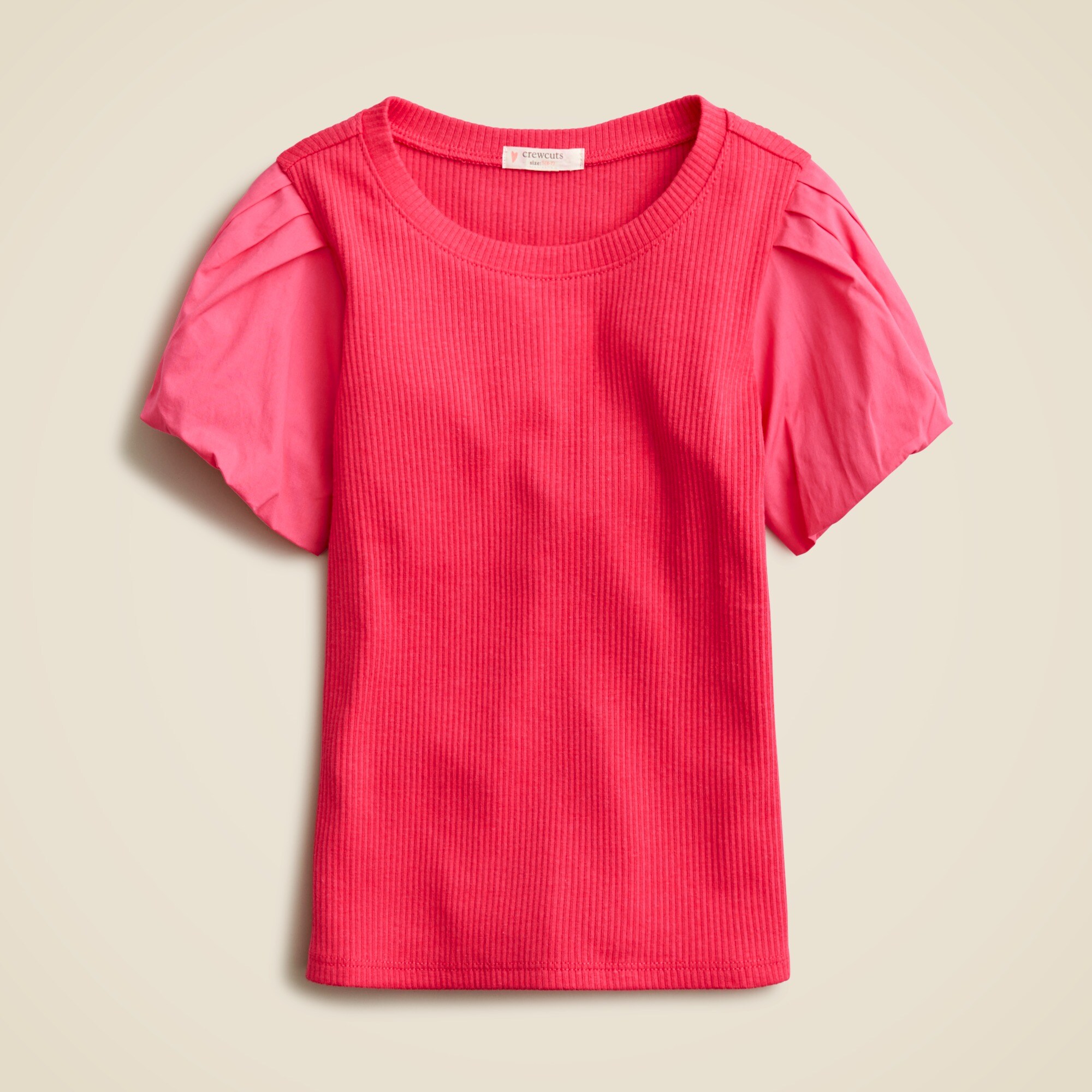 Girls' bubble-sleeve shirt in vintage rib