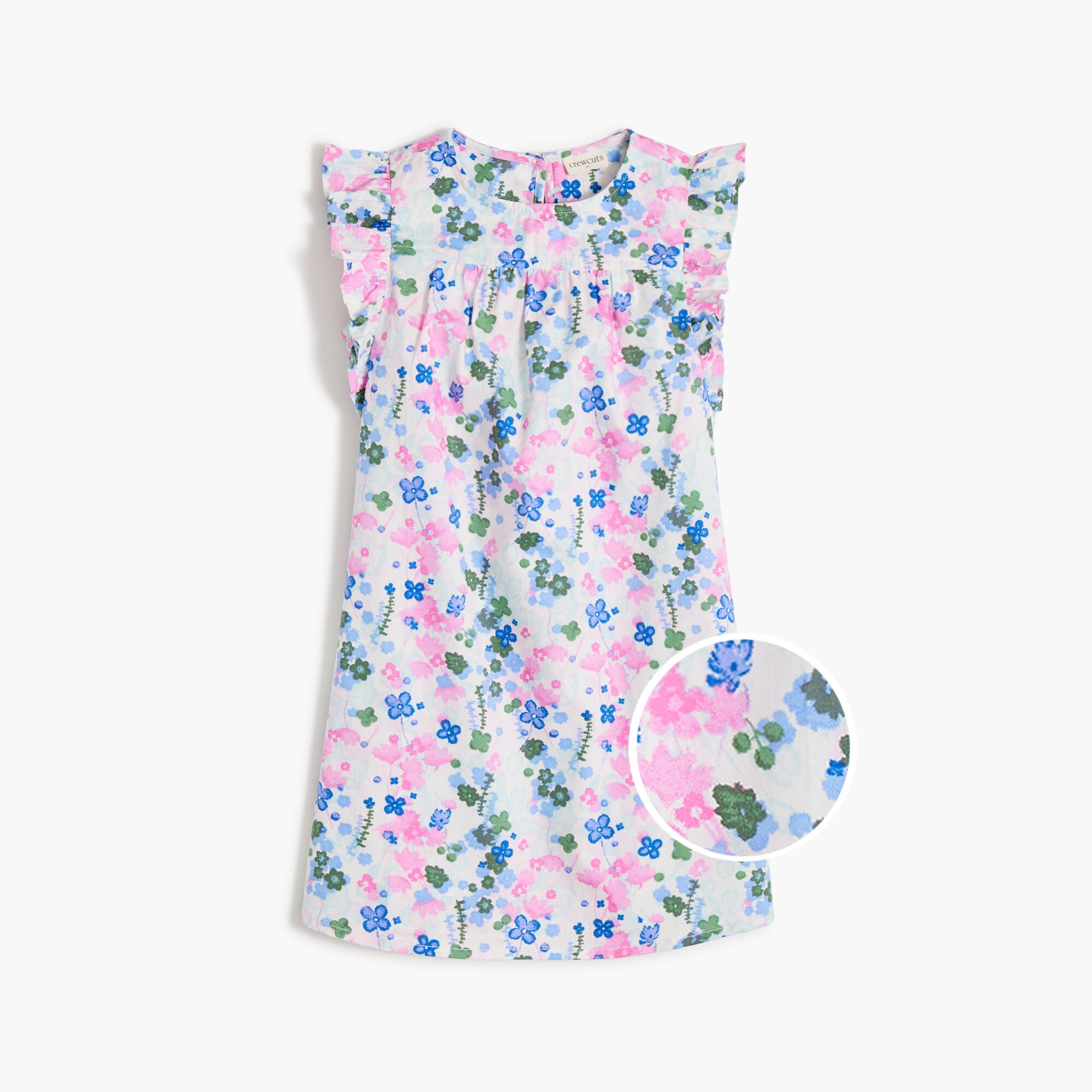  Girls' ruffle-sleeve floral dress