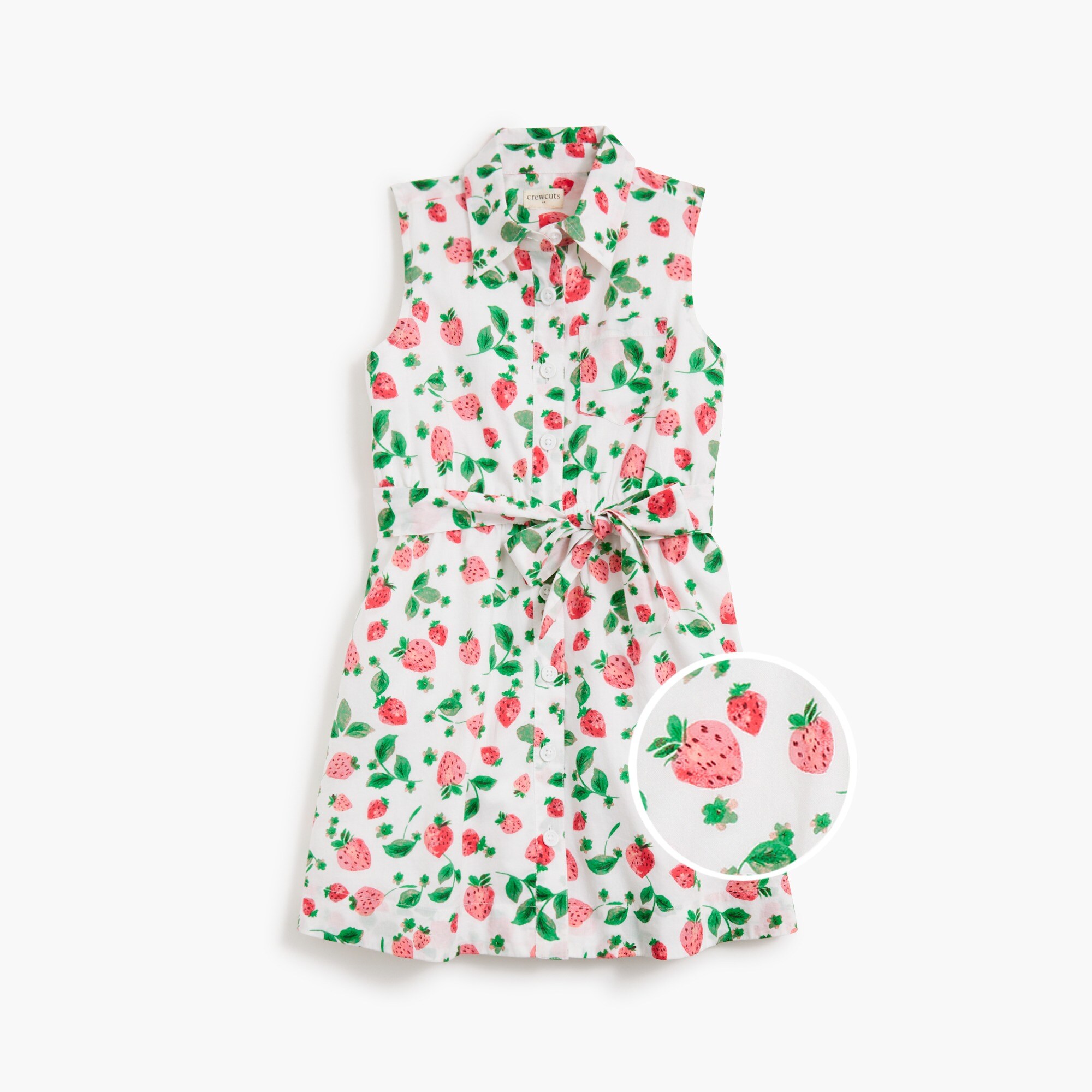 Girls' strawberry tie-waist shirt-dress