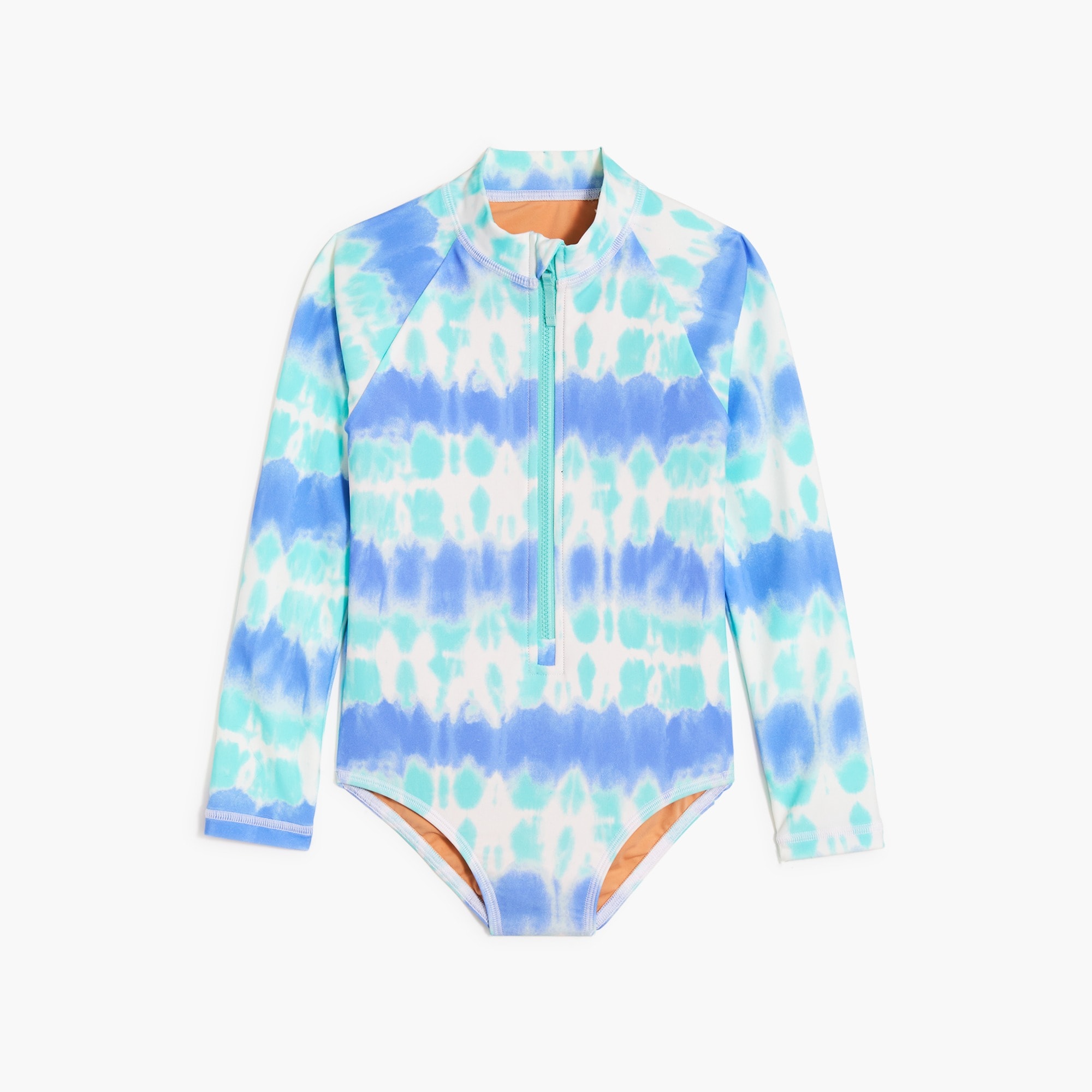 Girls' tie-dye rash guard swimsuit