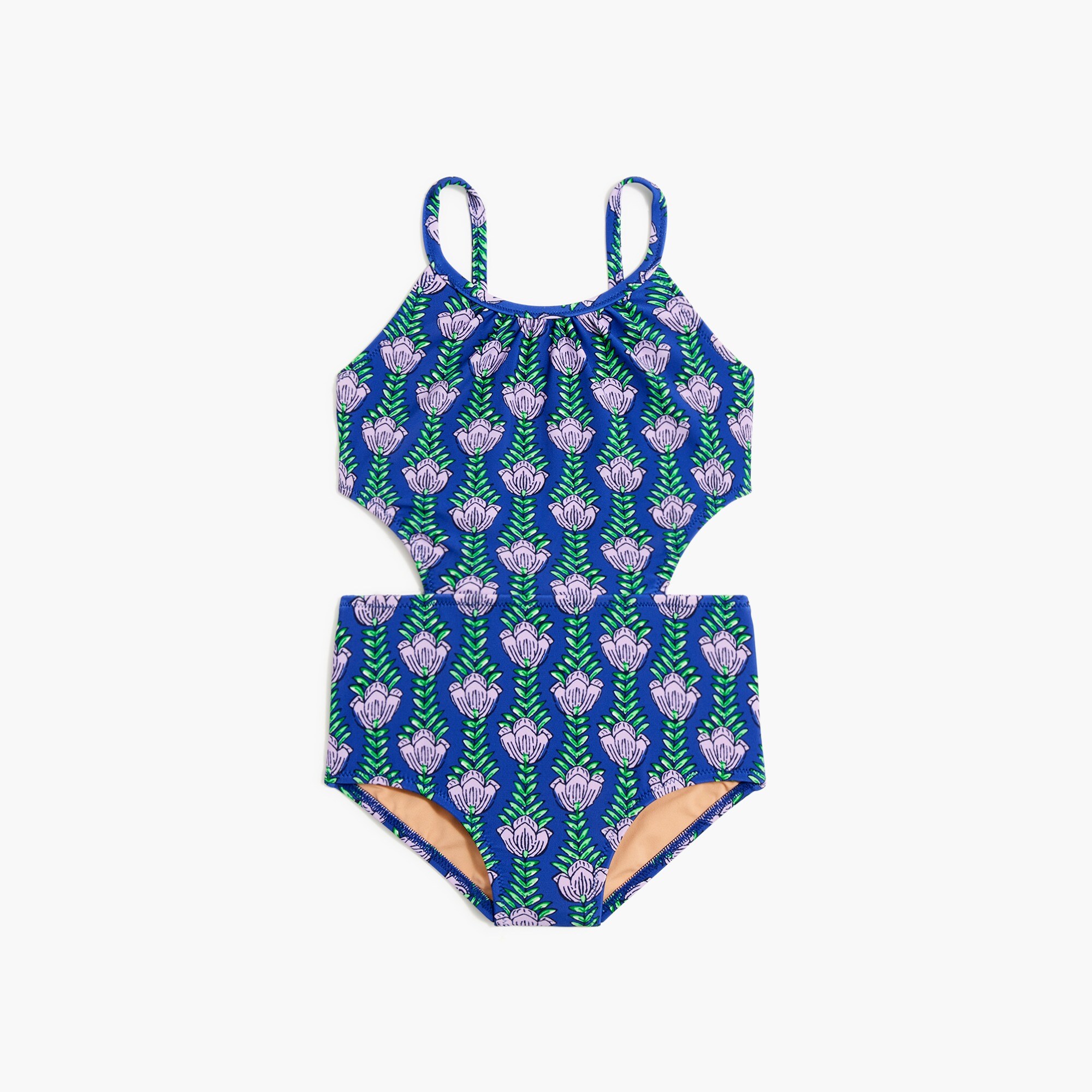 Girls' printed cutout one-piece swimsuit