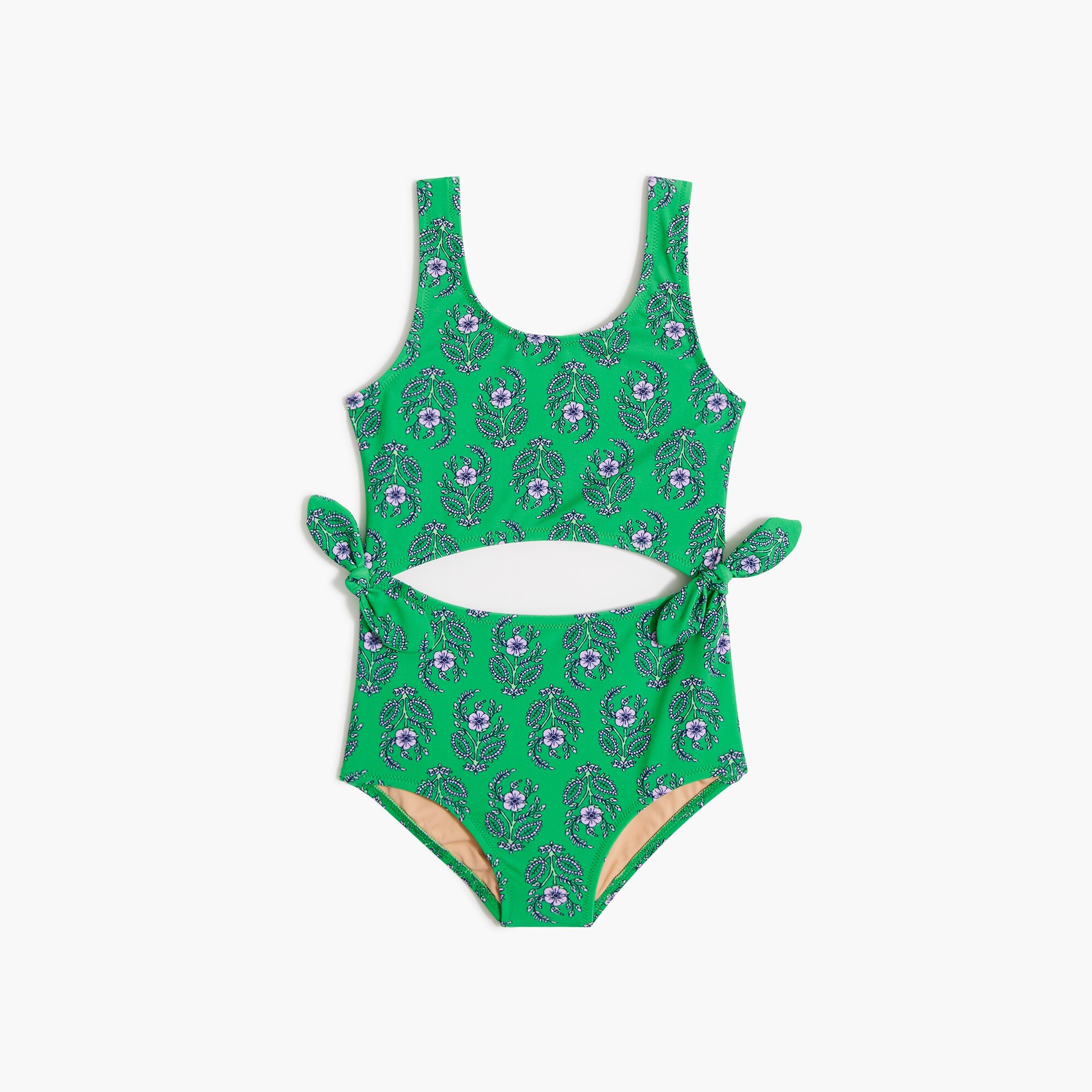 Girls' printed cutout one-piece swimsuit