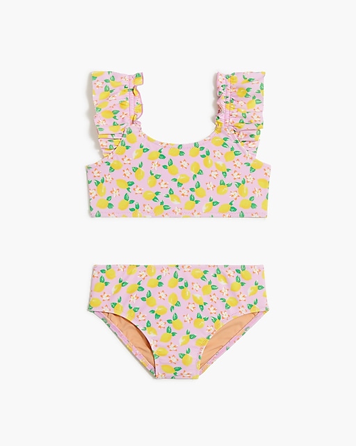  Girls' lemon ruffle-strap bikini set