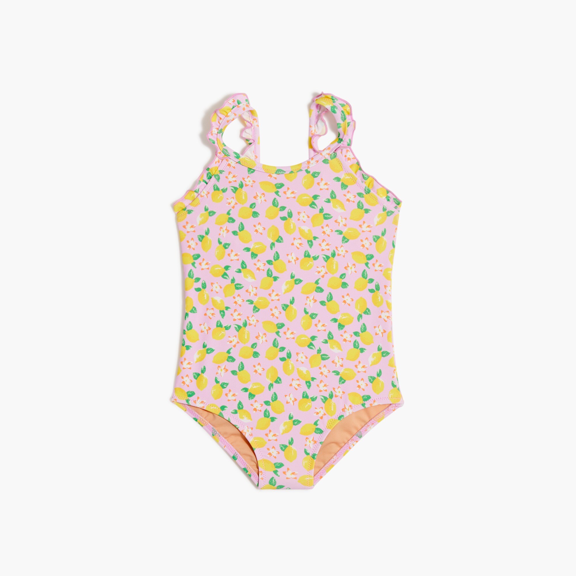  Girls' lemon ruffle one-piece swimsuit