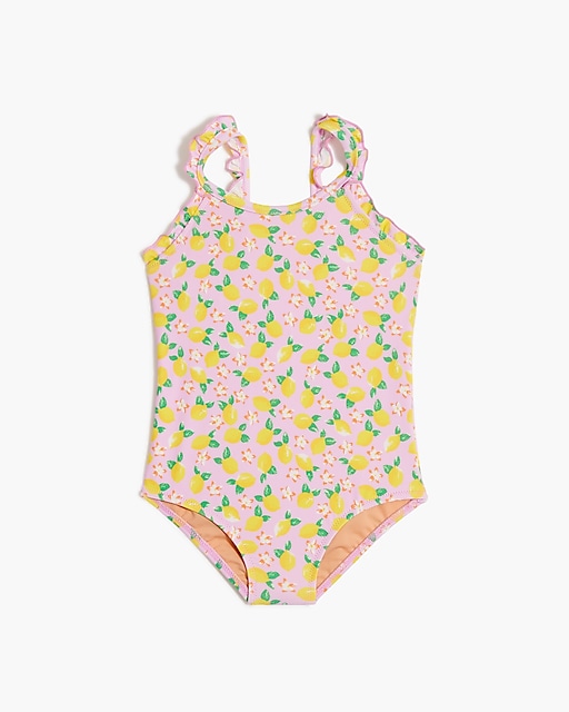  Girls' lemon ruffle one-piece swimsuit