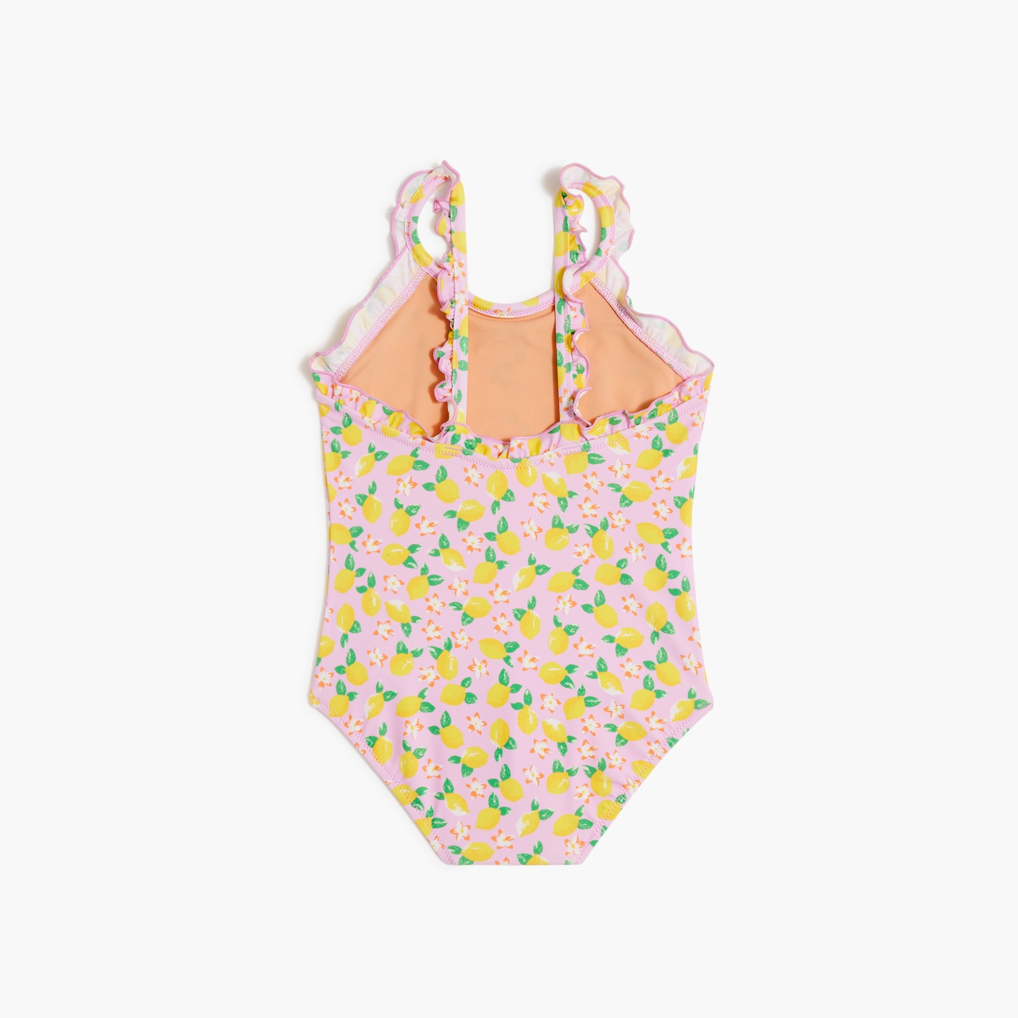 Girls' lemon ruffle one-piece swimsuit