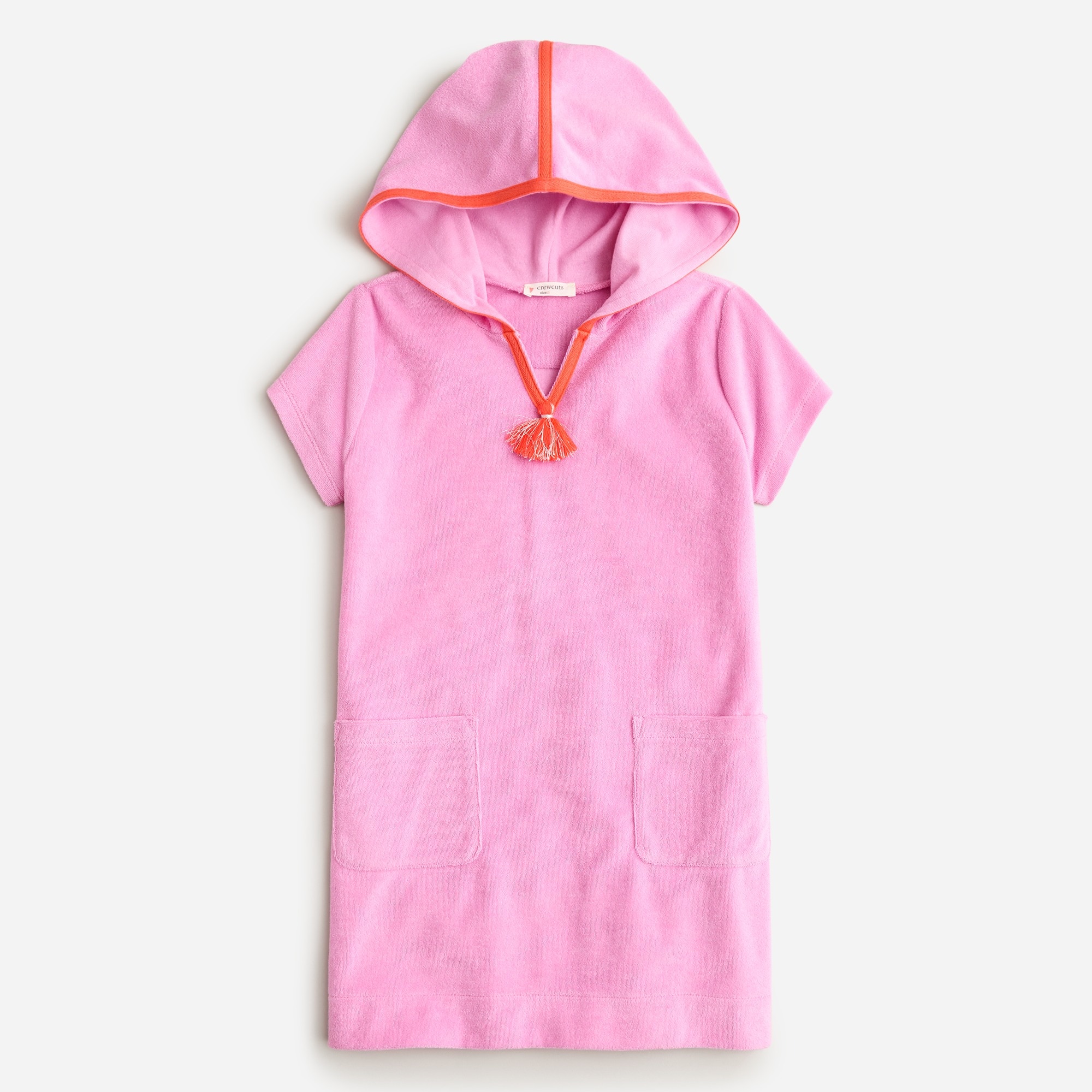  Girls' hooded tunic in towel terry