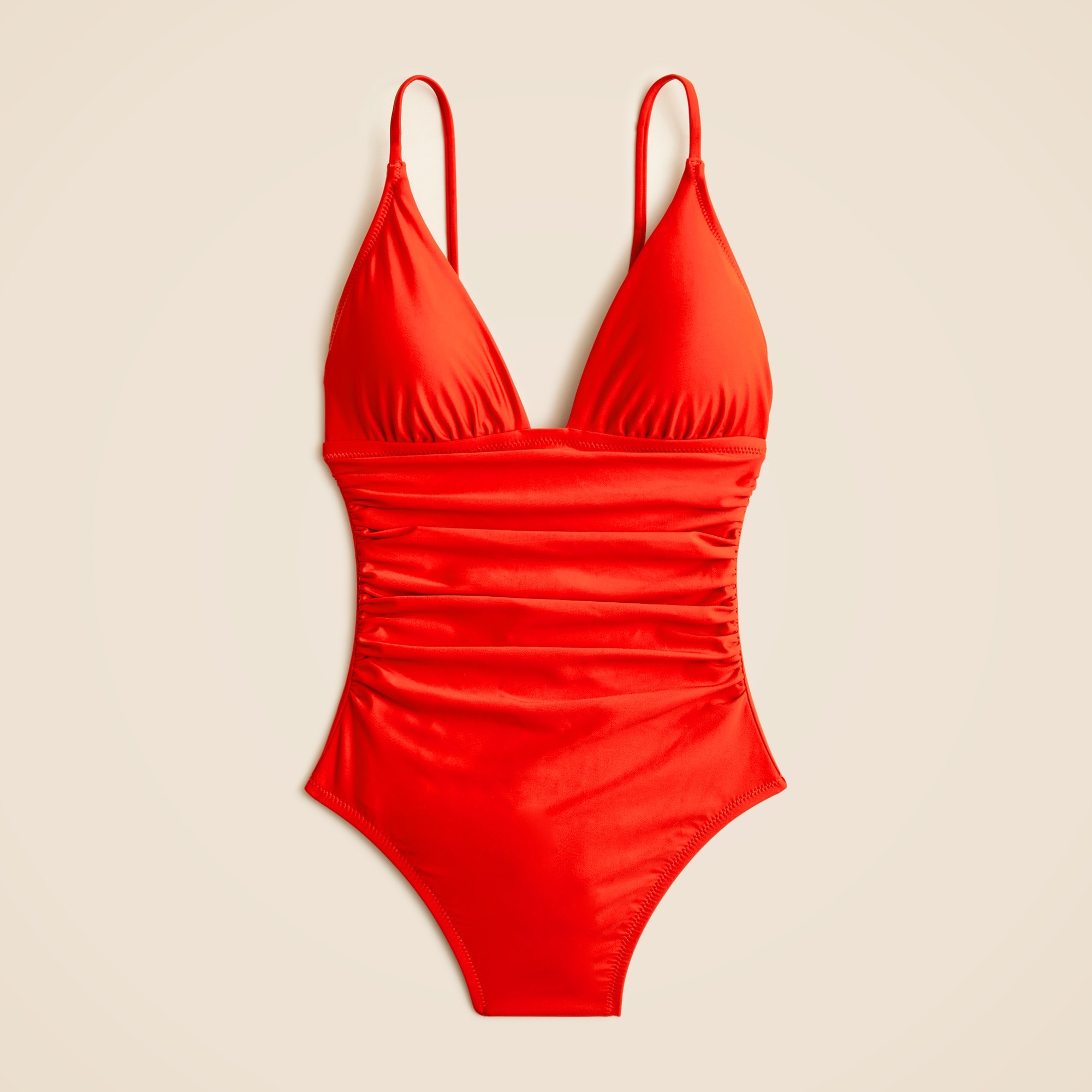  Ruched plunge one-piece swimsuit
