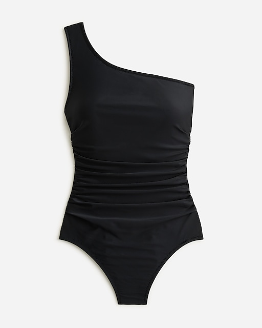  Long-torso ruched one-shoulder one-piece swimsuit