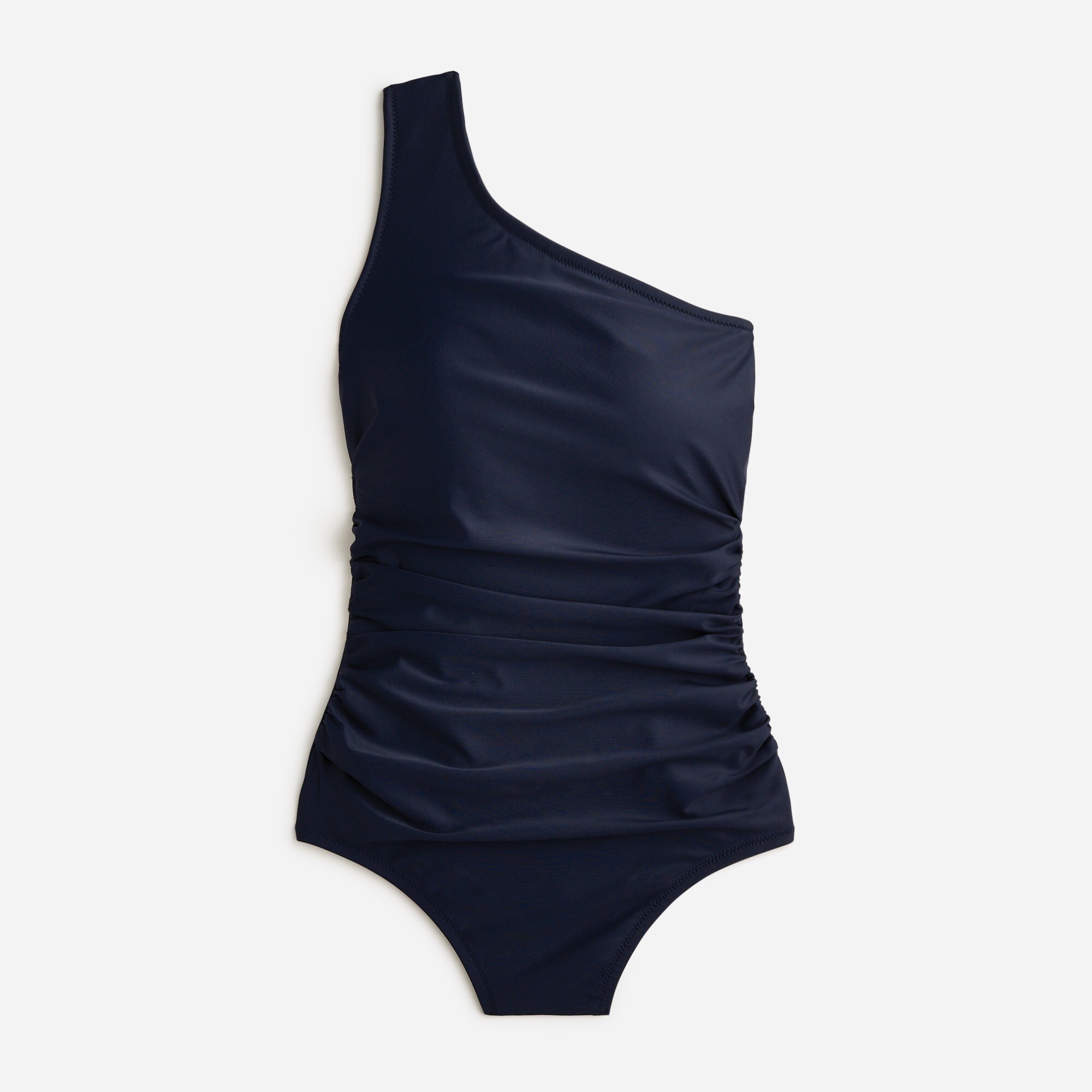  Sleek ruched one-shoulder one-piece swimsuit