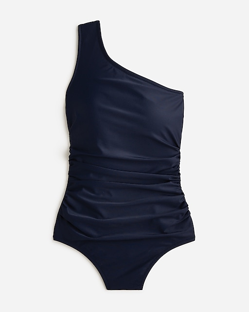  Sleek ruched one-shoulder one-piece swimsuit