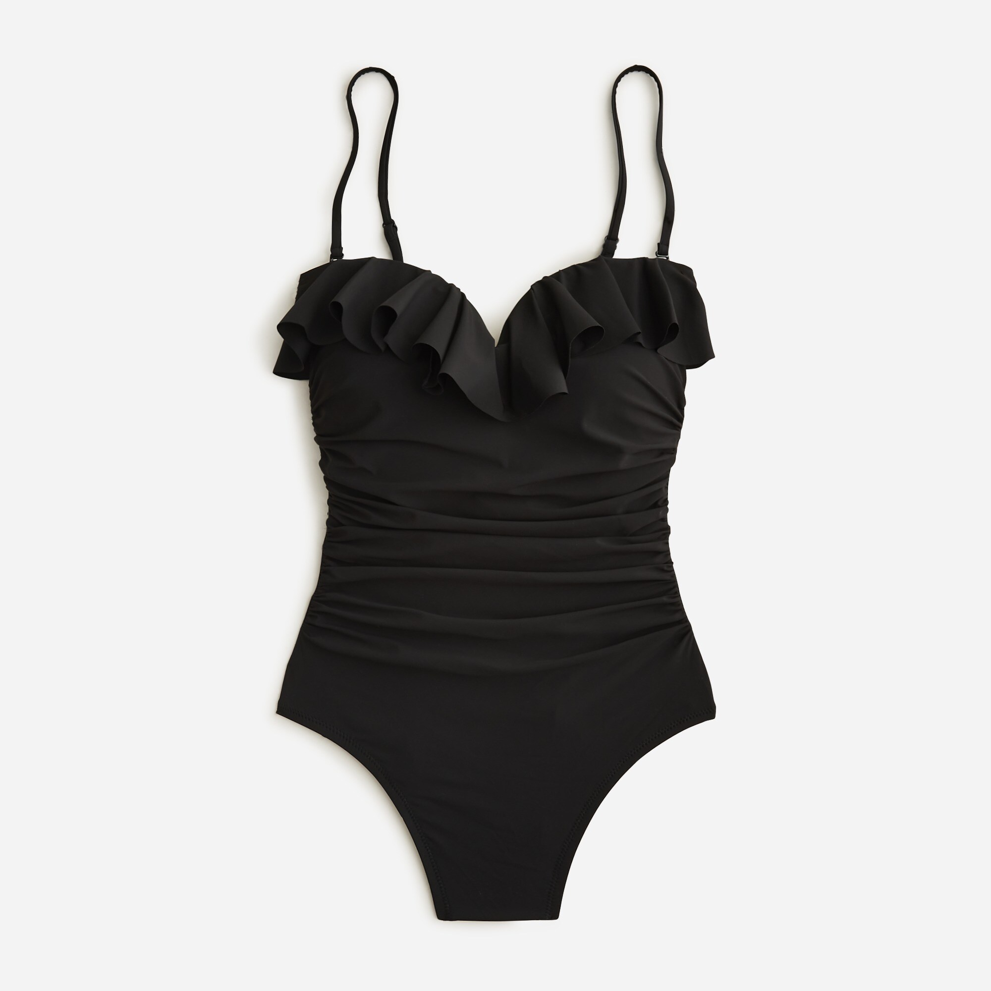  Matte ruched one-piece swimsuit with ruffles