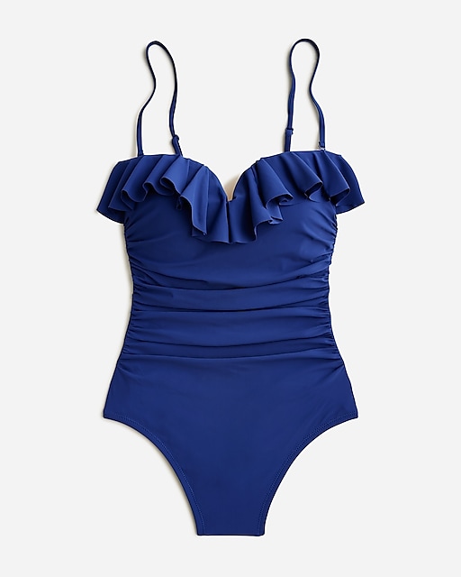  Matte ruched one-piece swimsuit with ruffles