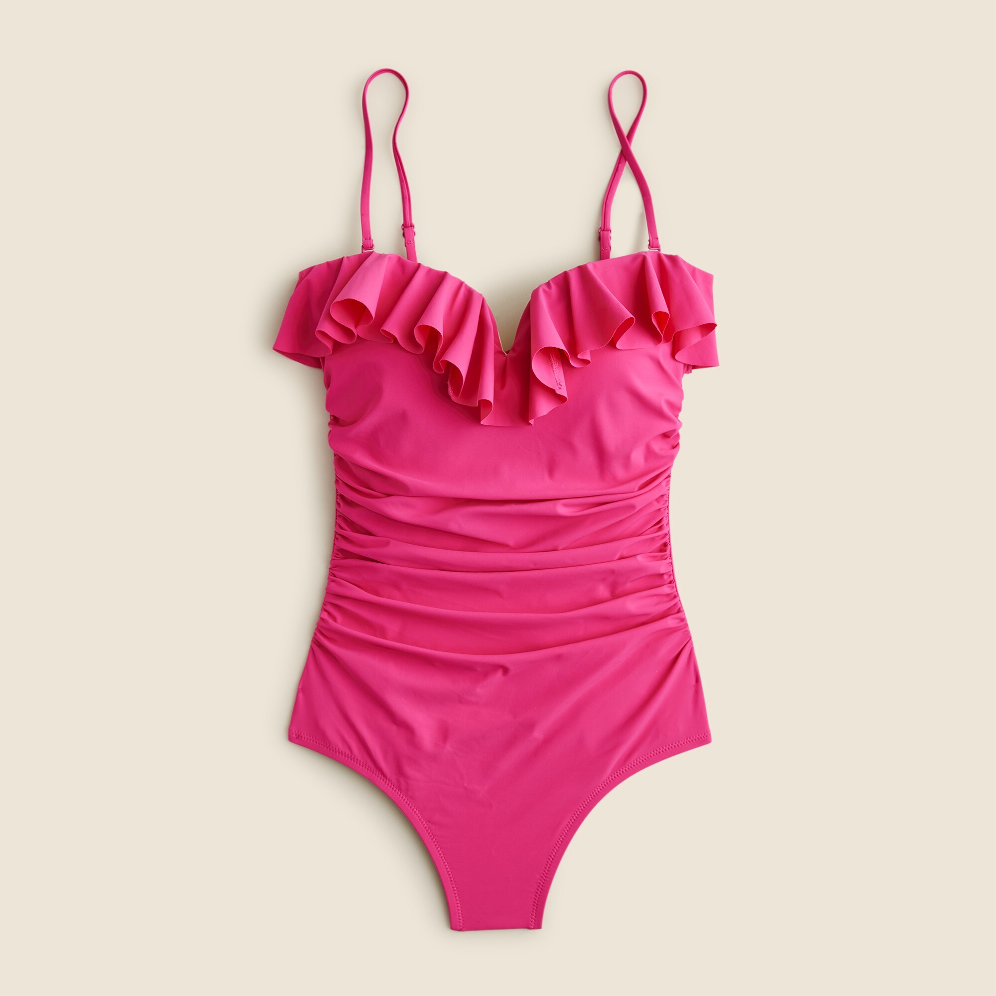 Matte Ruched One-piece Swimsuit With Ruffles For Women | J.Crew