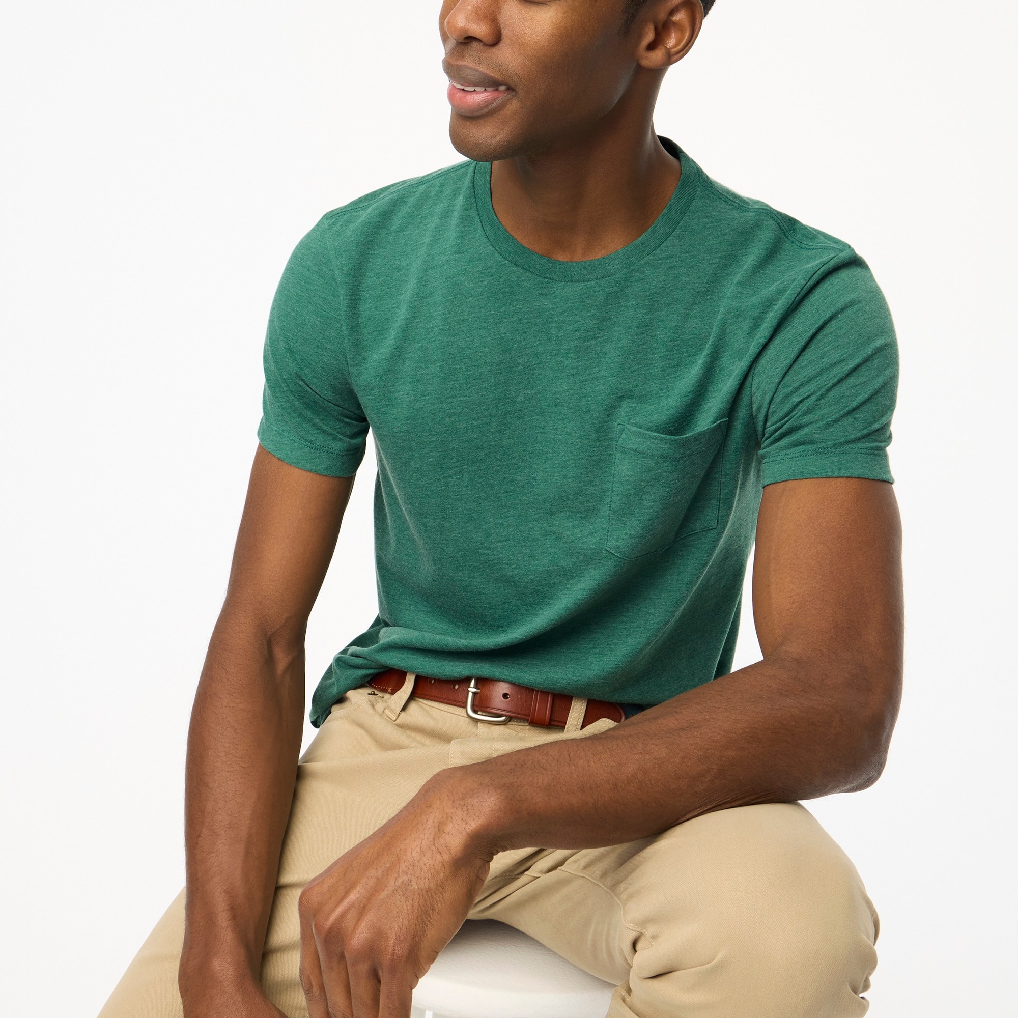Cotton-blend washed jersey pocket tee