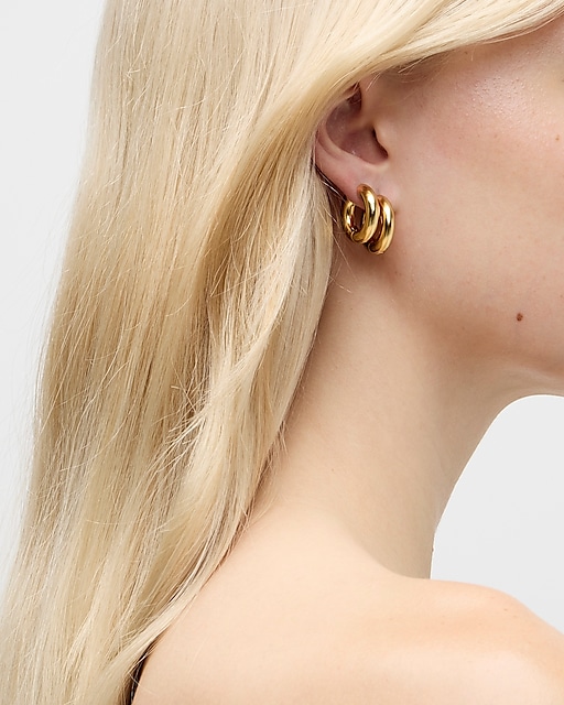 womens Metallic hoop earrings set-of-three