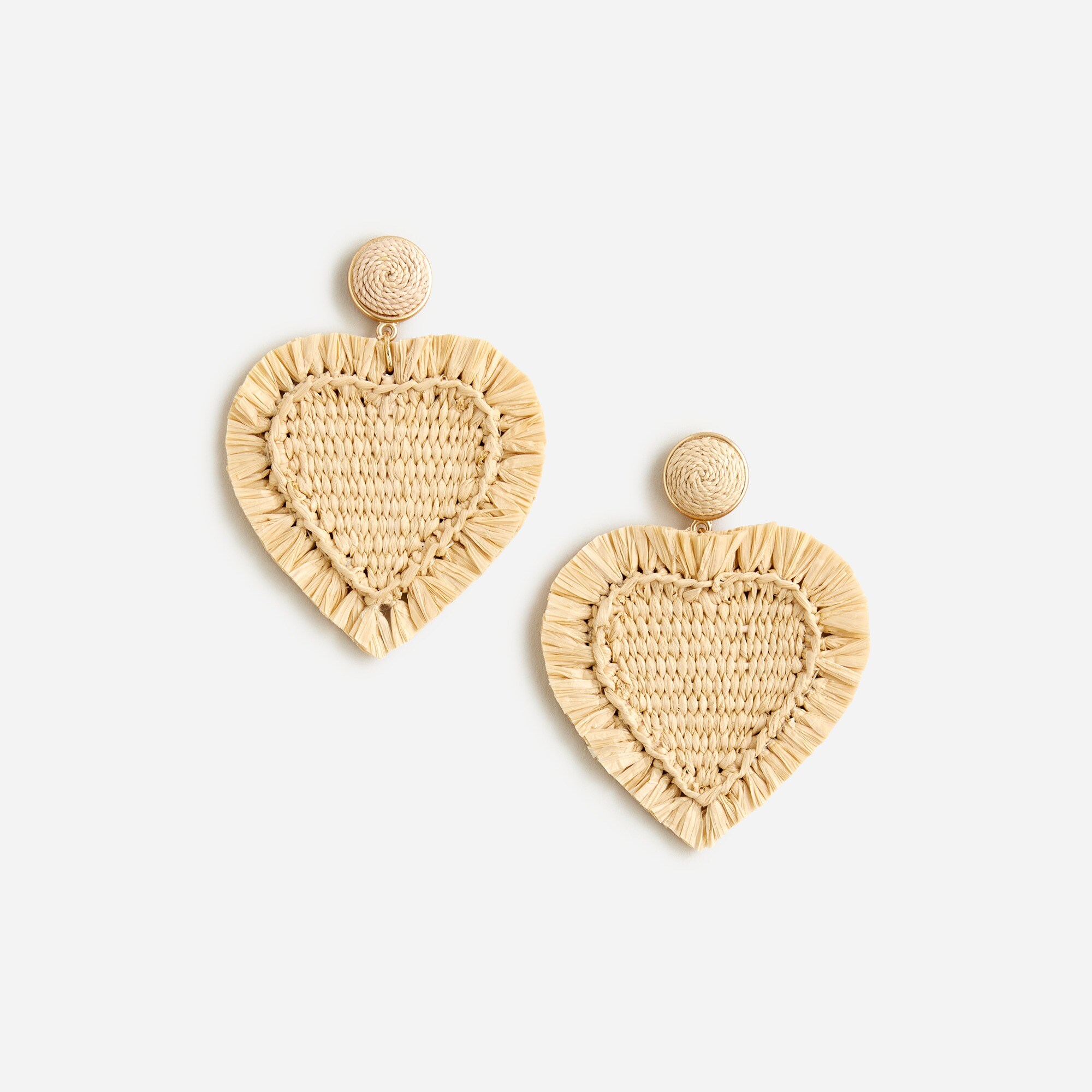 J.Crew: Oversized Heart Raffia Earrings For Women