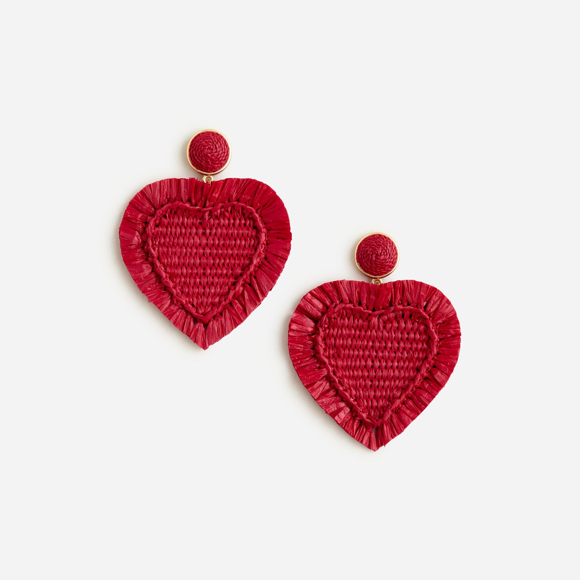womens Oversized heart raffia earrings
