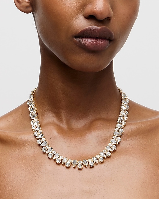 womens Crystal cluster necklace