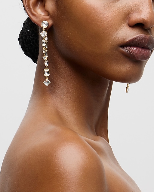 womens Crystal jacket drop earrings
