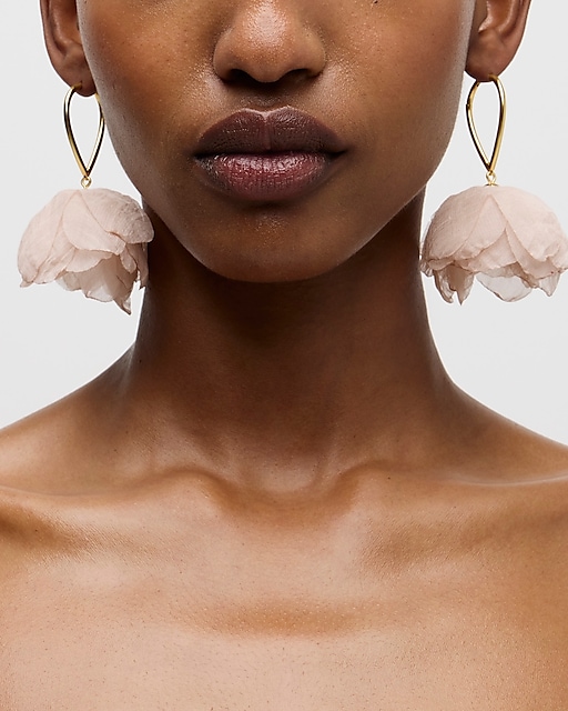 womens Flower appliqu&eacute; drop earrings