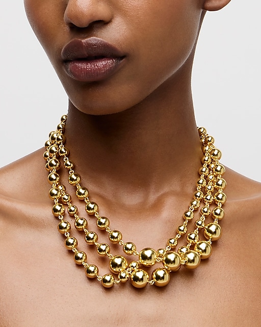 womens Layered metallic-bead necklace