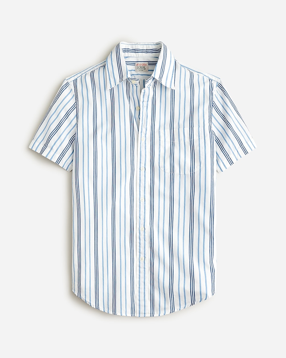 Short-sleeve Secret Wash cotton poplin shirt with point collar