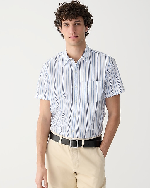 mens Slim-fit short-sleeve Secret Wash cotton poplin shirt with point collar