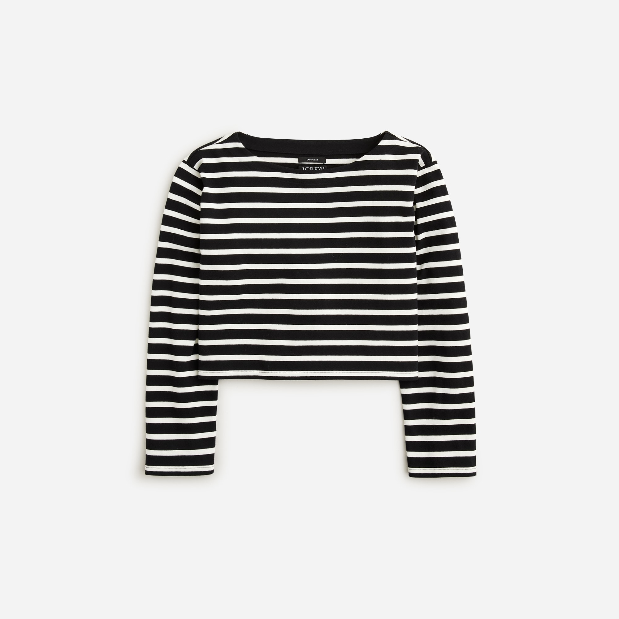womens Cropped boatneck T-shirt in mariner cotton