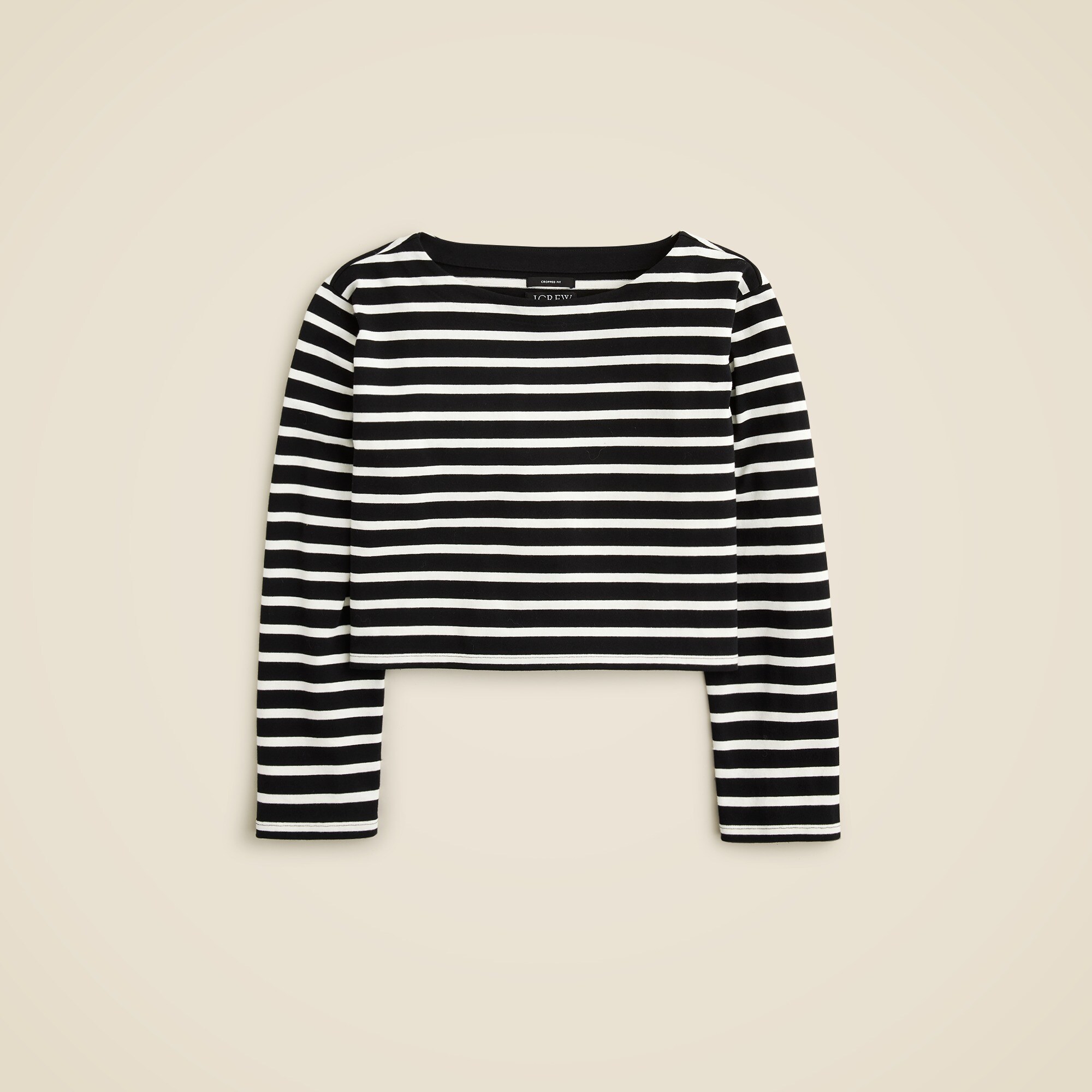 Cropped boatneck T-shirt in mariner cotton